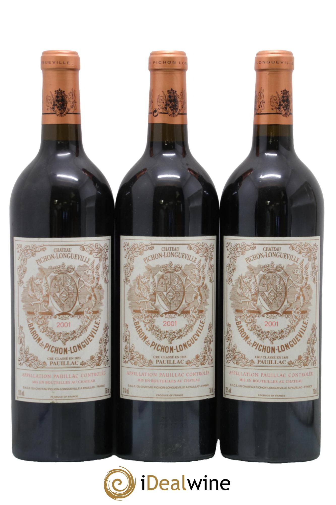 Pichon Longueville Baron 2ème Grand Cru Classé 2001 - Lot de 3 bouteilles - 0