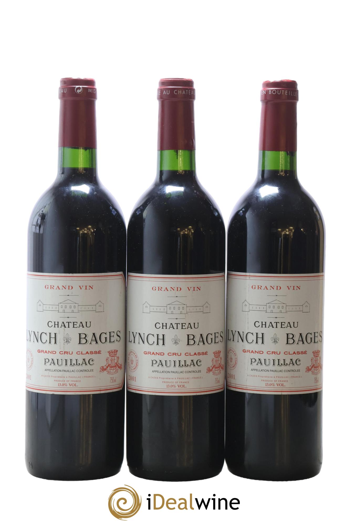 Château Lynch Bages 5ème Grand Cru Classé 2001 - Lot of 3 bottles - 0