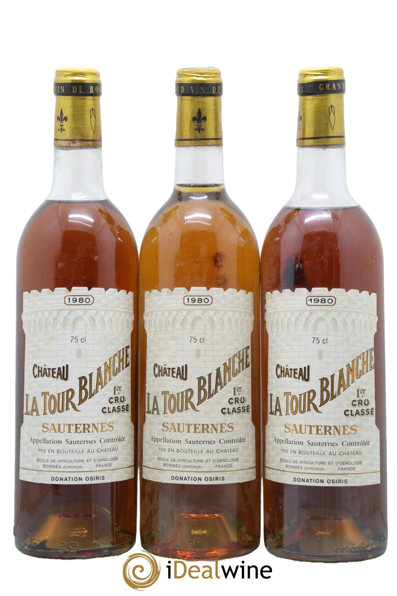Château la Tour Blanche 1er Grand Cru Classé 1980 - Lotto di 3 bottiglie - 0
