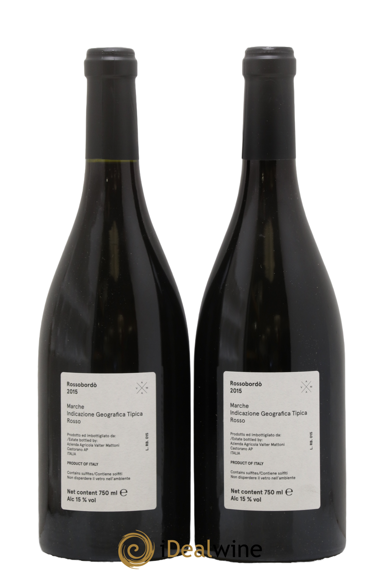 Italie IGT Marche - Rossobordo - Valter Mattoni 2015 - Lot of 2 bottles - 1