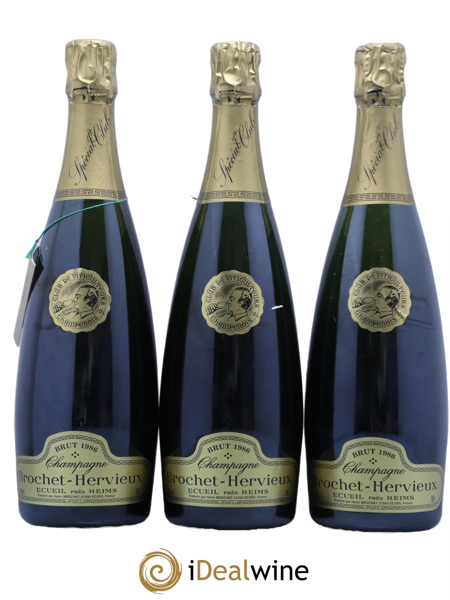 Champagne Brochet Hervieux 1986 - Lot de 3 bouteilles - 0