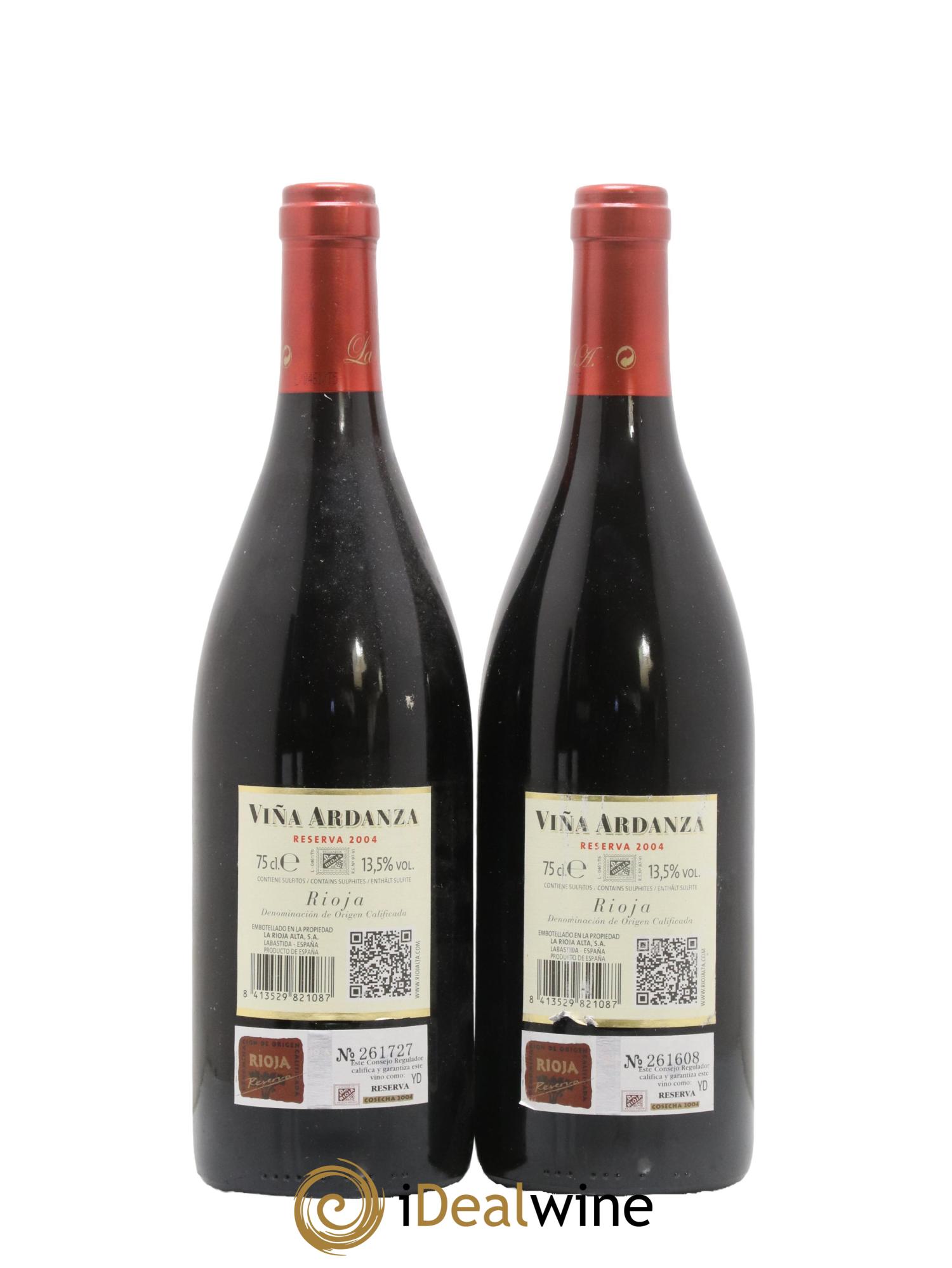 Rioja DOCa Vina Ardanza Reserva La Rioja Alta 2004 - Lotto di 2 bottiglie - 1