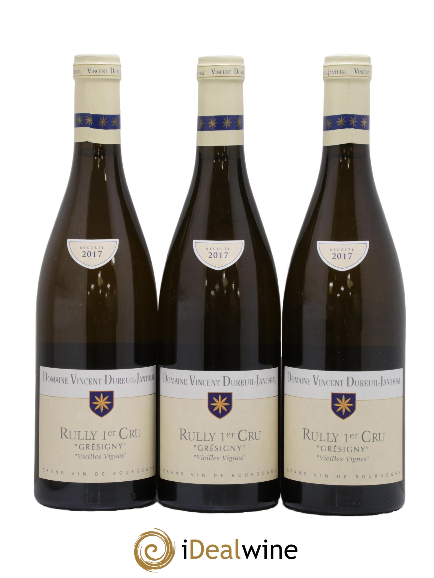 Rully 1er Cru Grésigny Vieilles Vignes Vincent Dureuil-Janthial 2017 - Lot of 3 bottles - 0