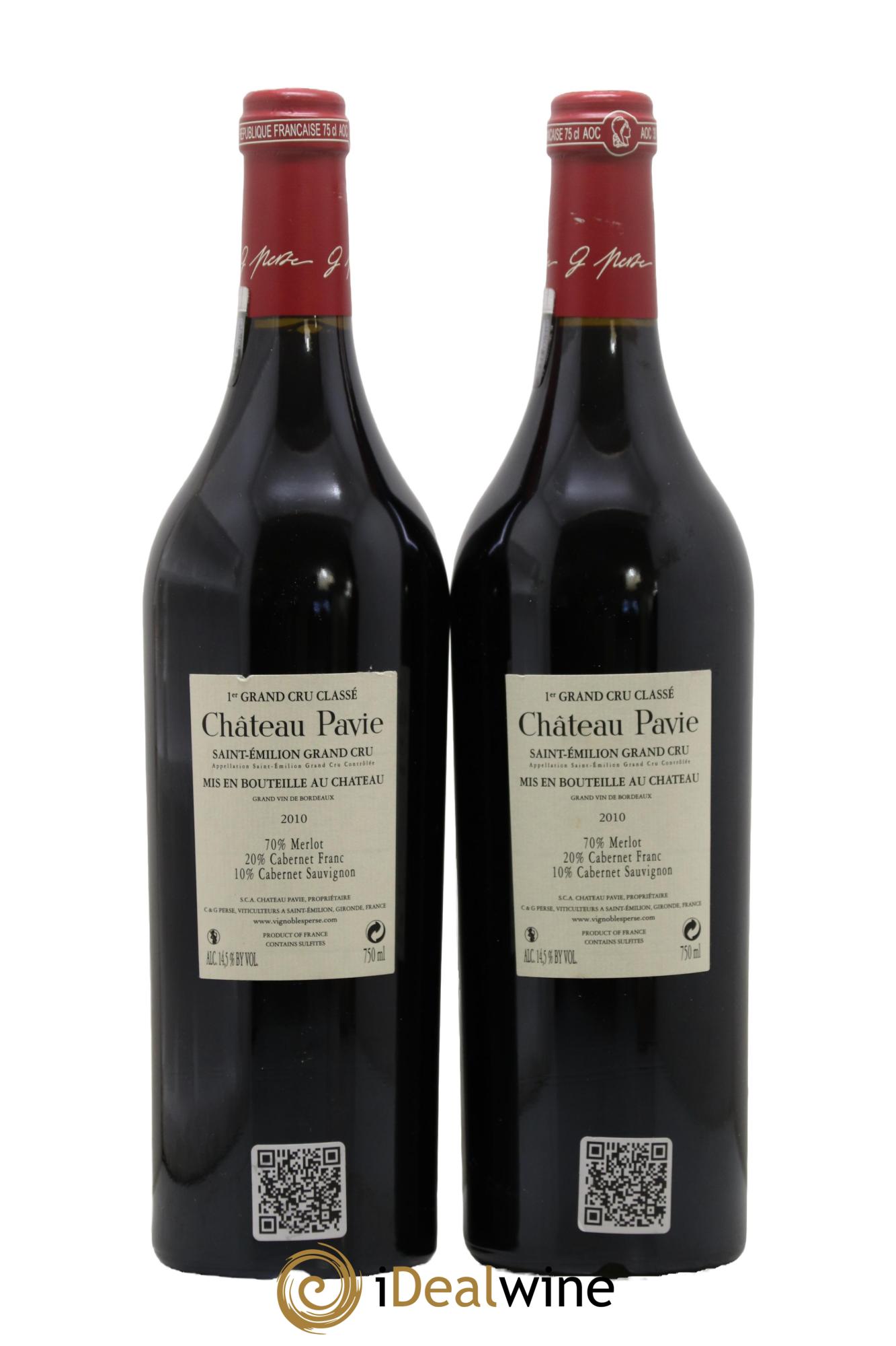 Château Pavie 1er Grand Cru Classé A 2010 - Lot de 2 bouteilles - 1