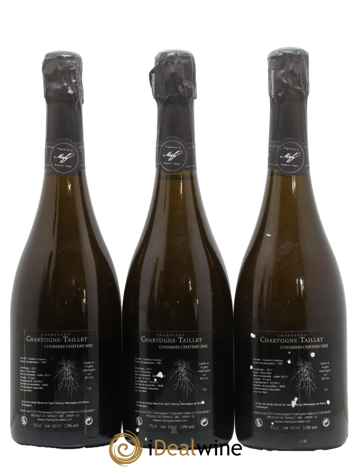 Les Couarres Château Extra-Brut Chartogne-Taillet 2012 - Lot de 3 bouteilles - 1