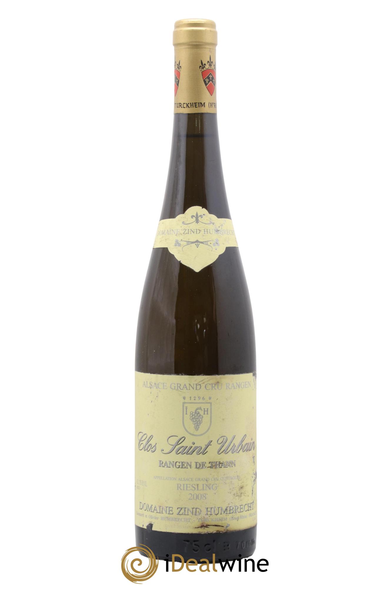 Alsace Riesling Grand Cru Rangen de Thann Clos Saint Urbain Zind-Humbrecht (Domaine) 2008 - Lot de 1 bouteille - 0