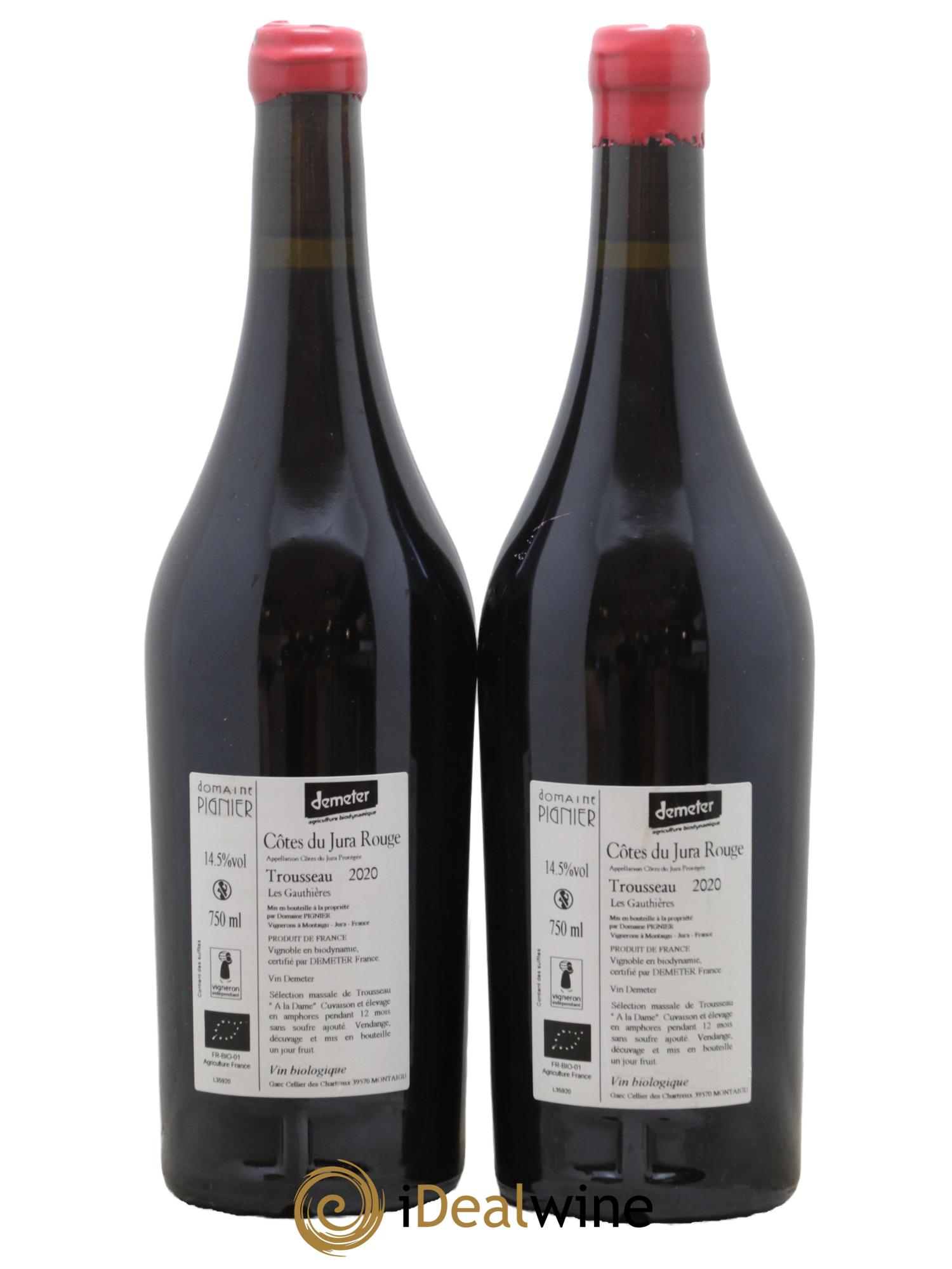 Côtes du Jura Les Gauthieres Domaine Pignier 2020 - Lot de 2 bouteilles - 1
