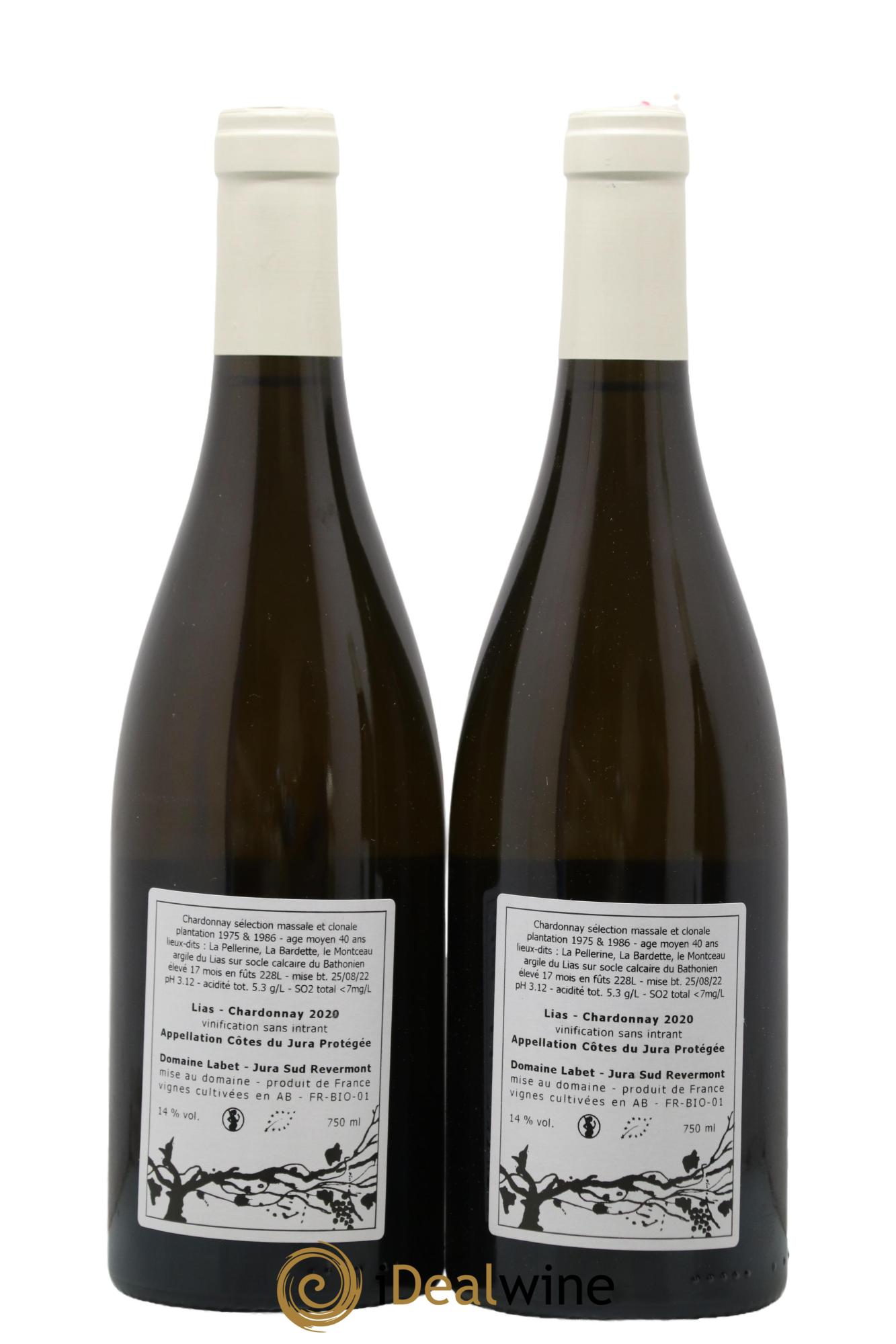Côtes du Jura Chardonnay Lias Romain - Julien - Charline Labet 2020 - Lot de 2 bouteilles - 1