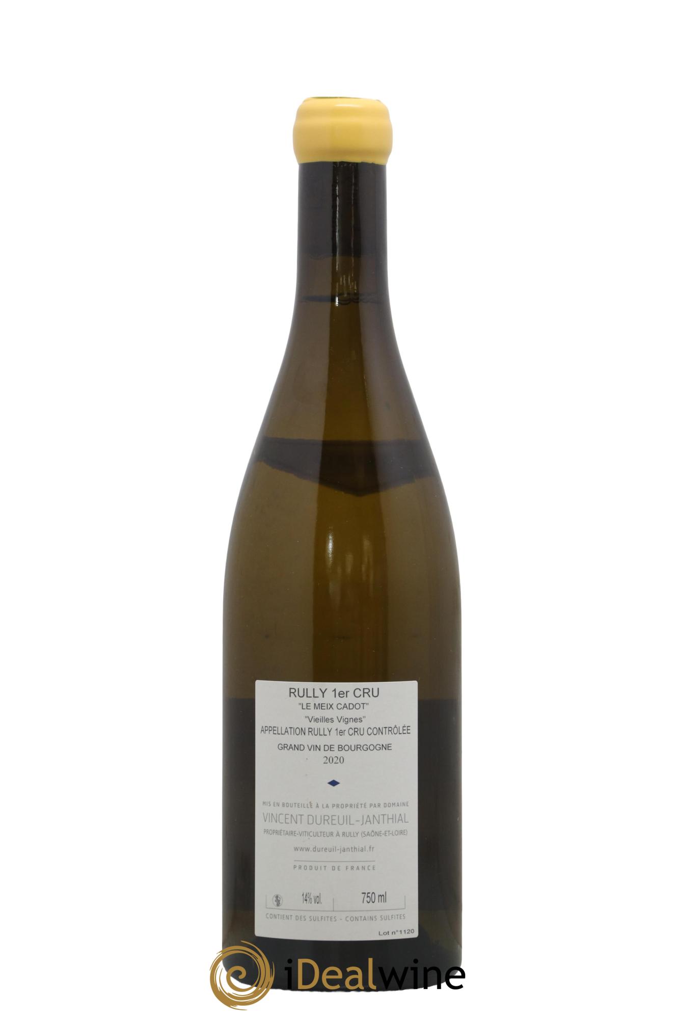 Rully 1er Cru Le Meix Cadot Vieilles Vignes Vincent Dureuil-Janthial 2020 - Lot de 1 bouteille - 1