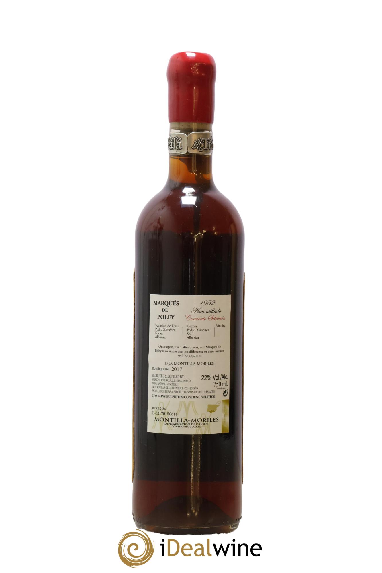 Montilla Moriles Pedro Ximenez Amontillado Marqués de Poley Convento Seleccion Toro Albala 1952 - Lot de 1 bouteille - 2