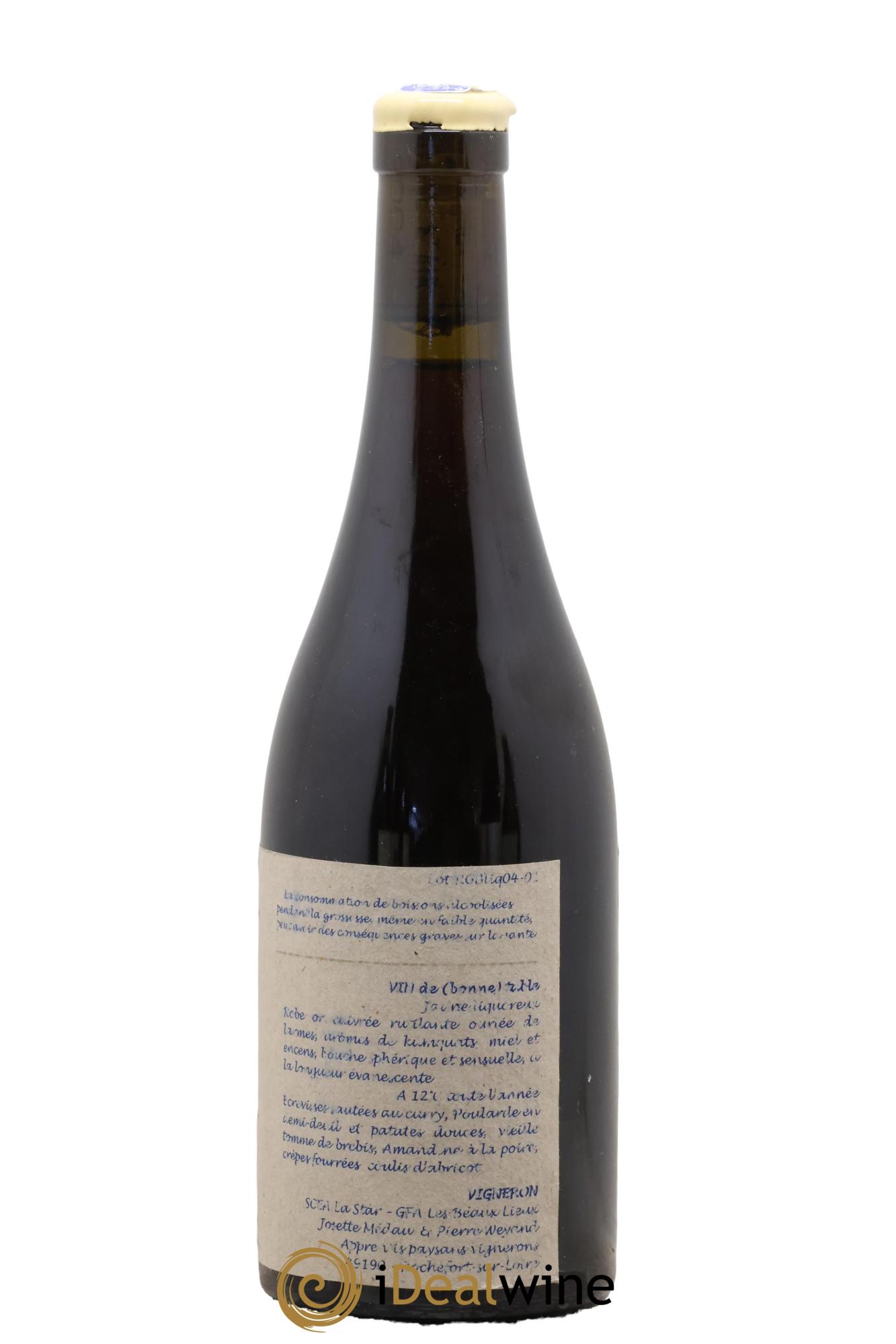 Vin de France Un vin de Terre Libre comme l'Air La Quintessence de Lumière des Guerches Josette Medau & Pierre Weyand 2004 - Lot de 1 format 50cl - 2