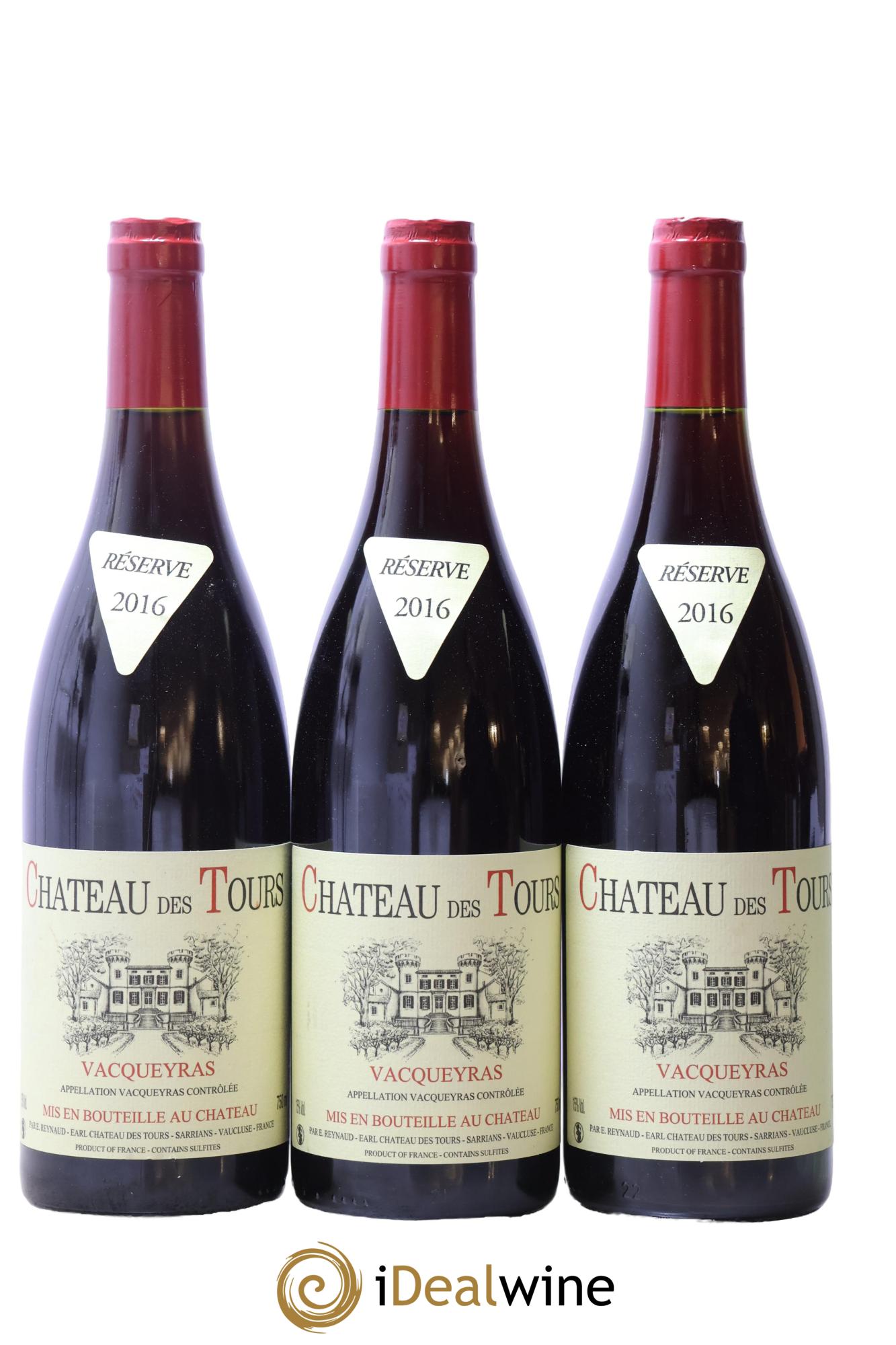 Vacqueyras Château des Tours Emmanuel Reynaud 2016 - Lot de 3 bouteilles - 0