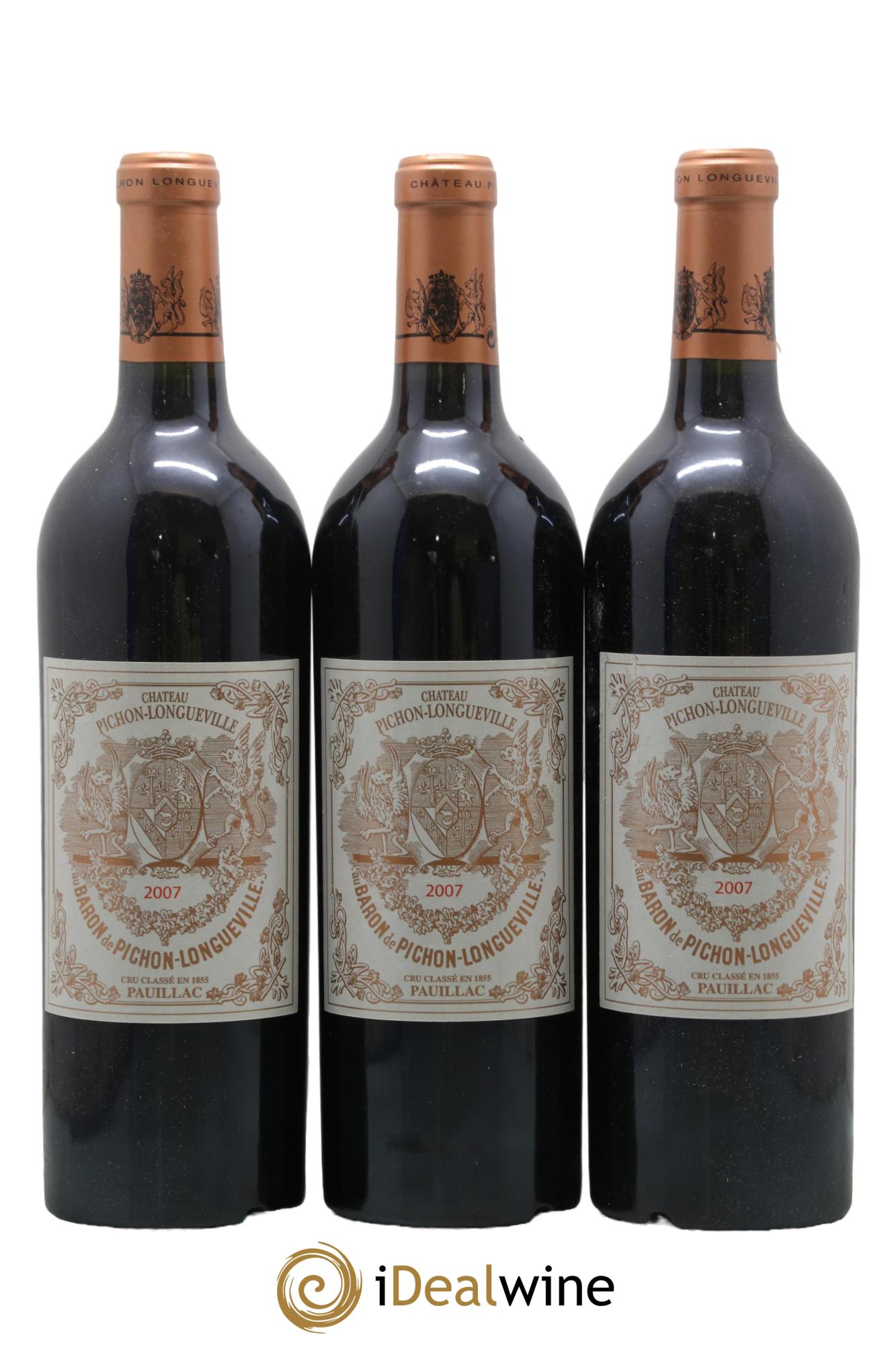Pichon Longueville Baron 2ème Grand Cru Classé  2007 - Lot of 3 bottles - 0