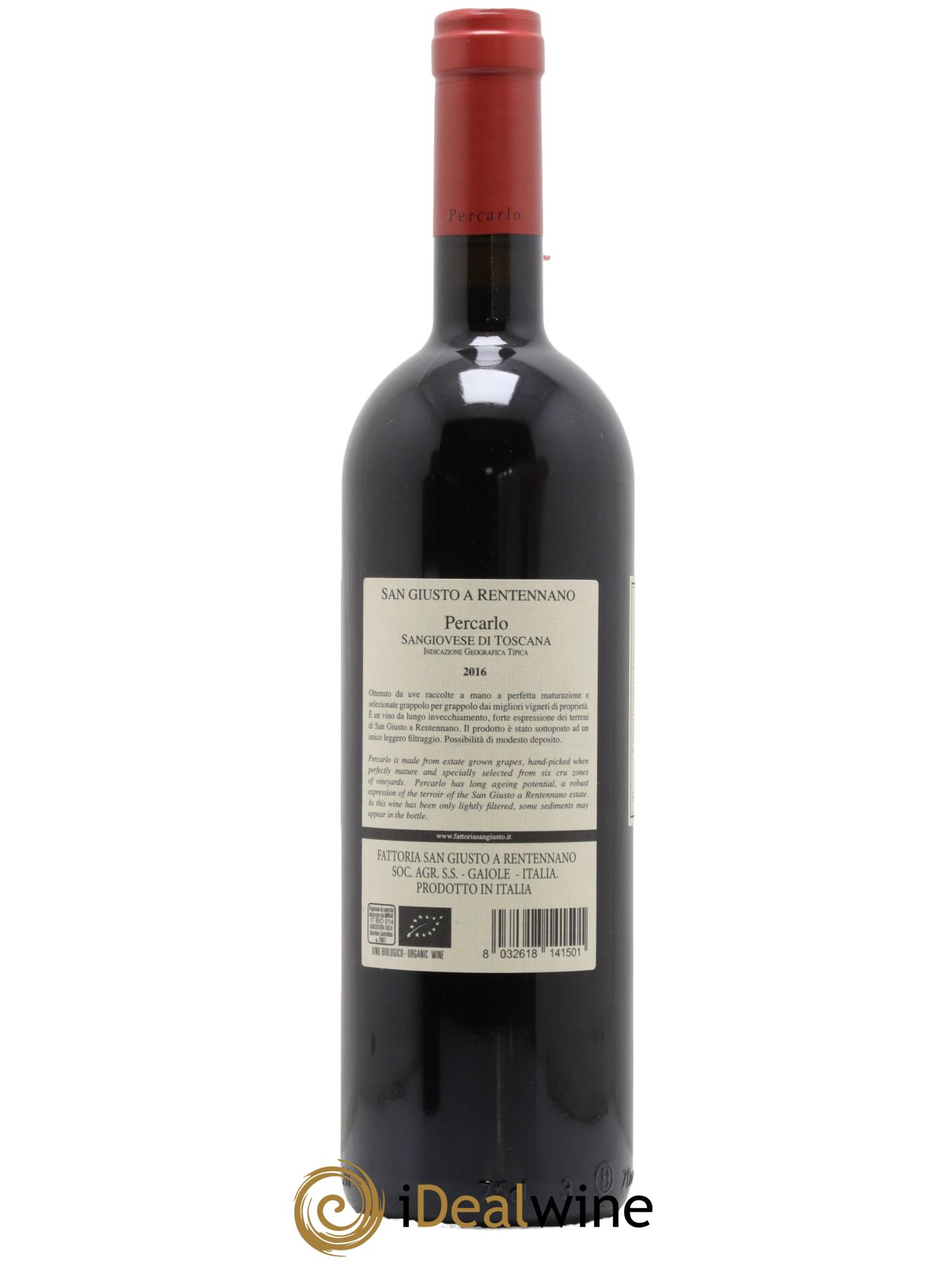 Toscana IGT San Giusto a Rentennano Percarlo Famille Martini di Cigala 2016 - Lot de 1 bouteille - 1