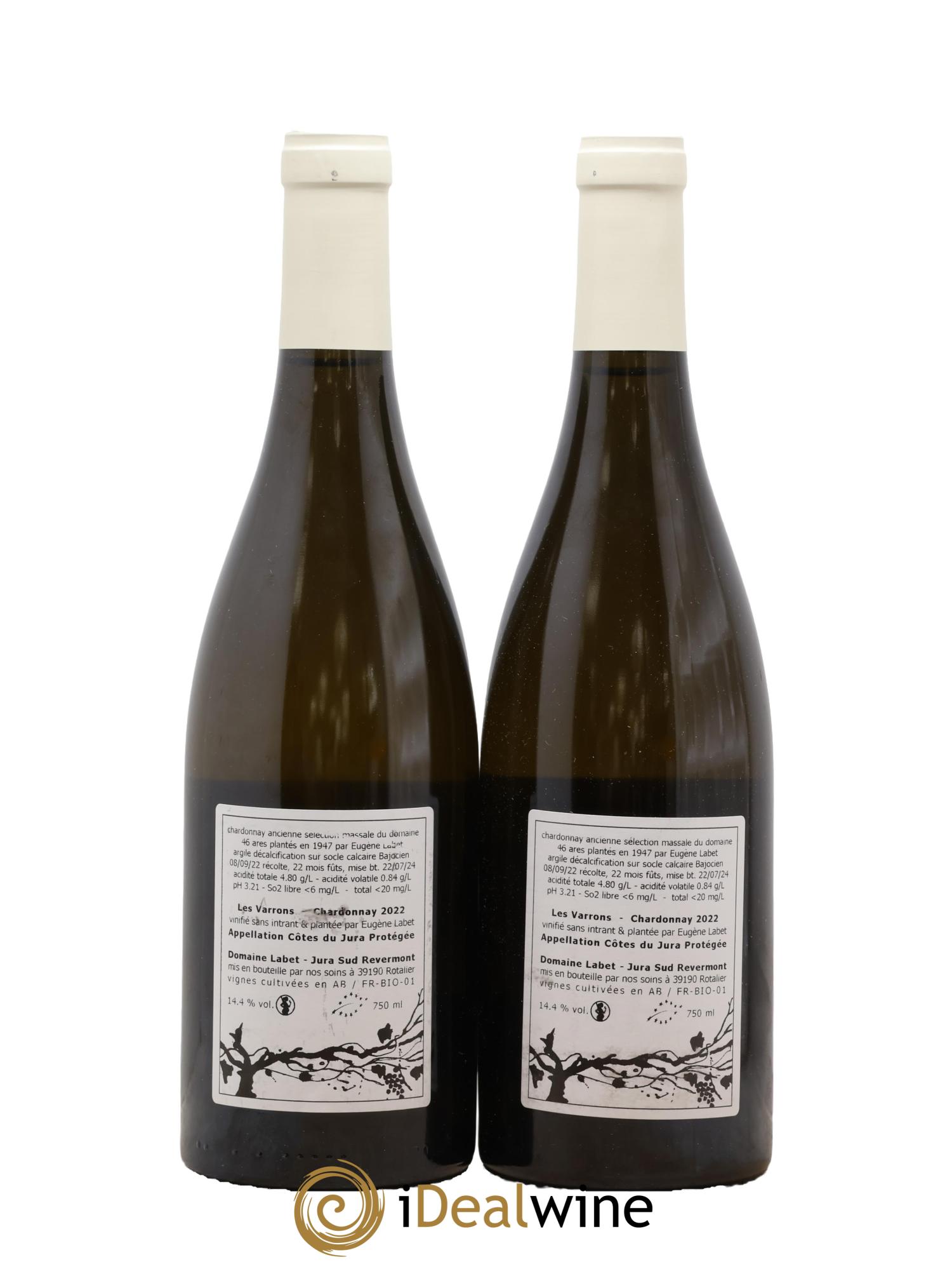 Côtes du Jura Chardonnay Les Varrons Romain - Julien - Charline Labet 2022 - Lot de 2 bouteilles - 1