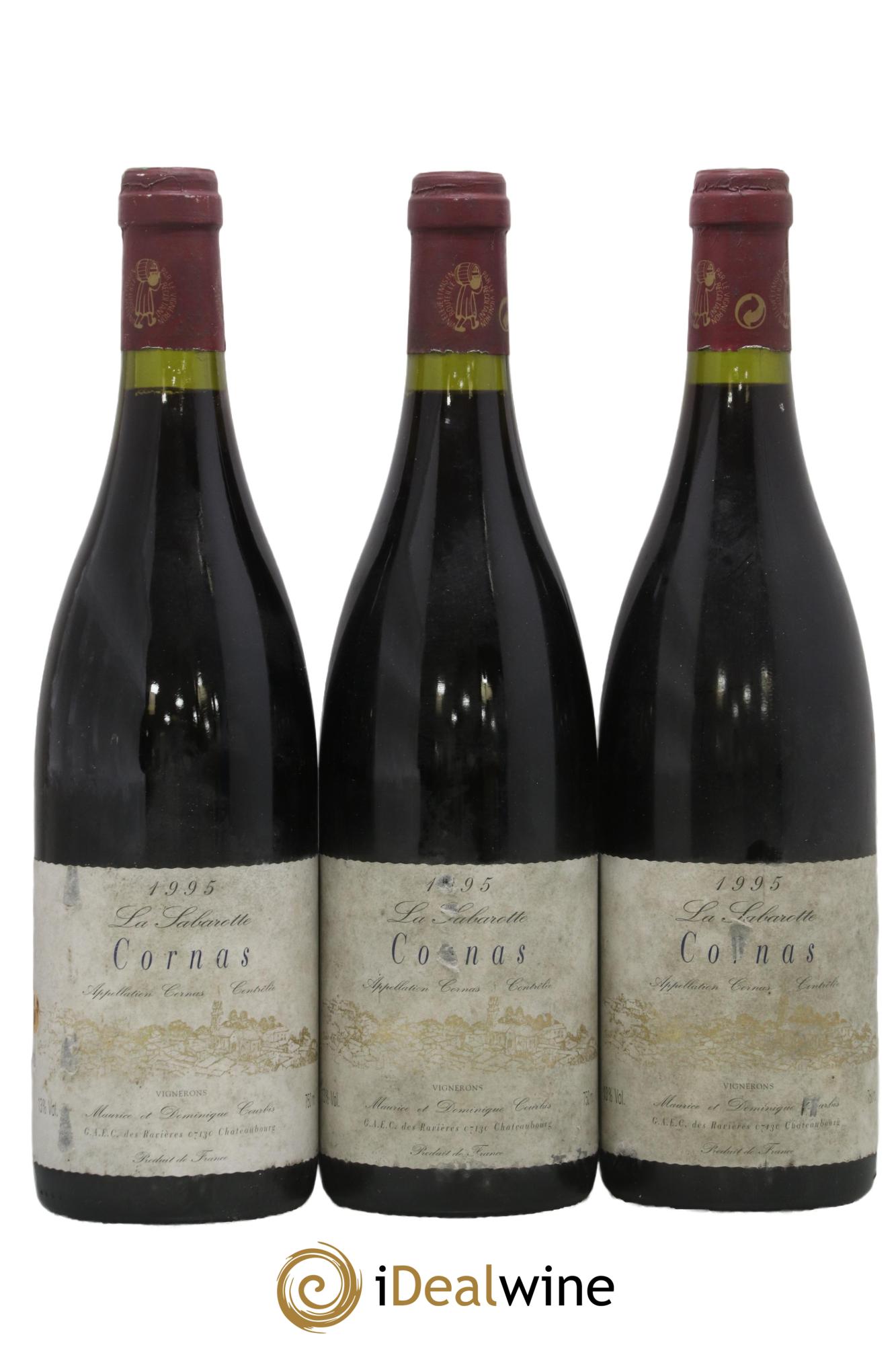 Cornas La Sabarotte Courbis 1995 - Lot of 3 bottles - 0