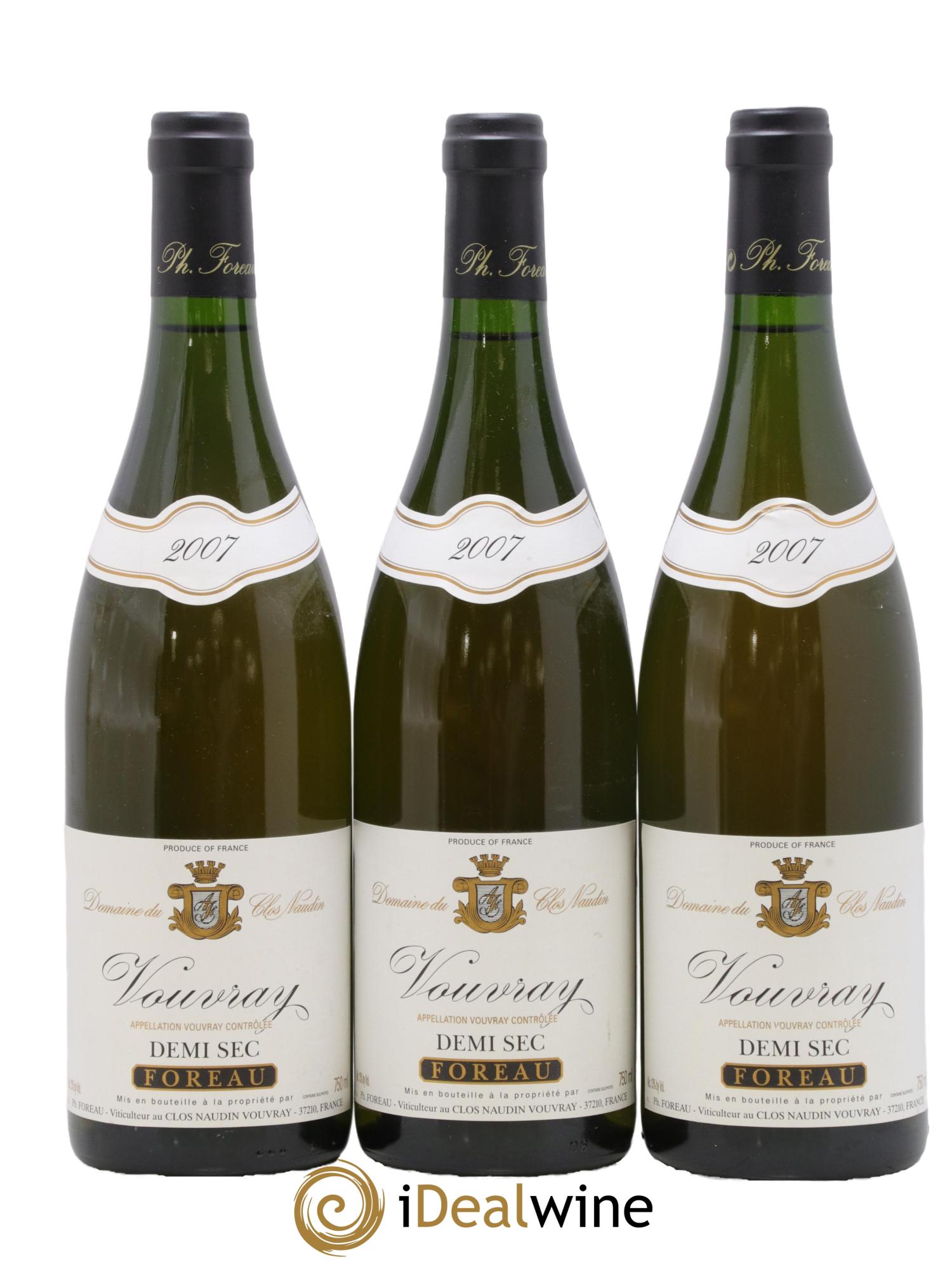 Vouvray Demi-Sec Clos Naudin - Philippe Foreau 2007 - Lot de 3 bouteilles - 0