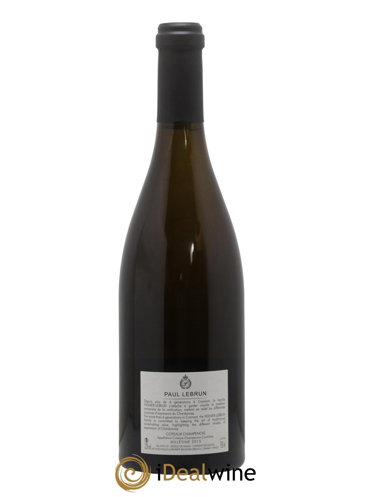 Coteaux Champenois Domaine Paul Lebrun 2015 - Lot de 1 bouteille - 1