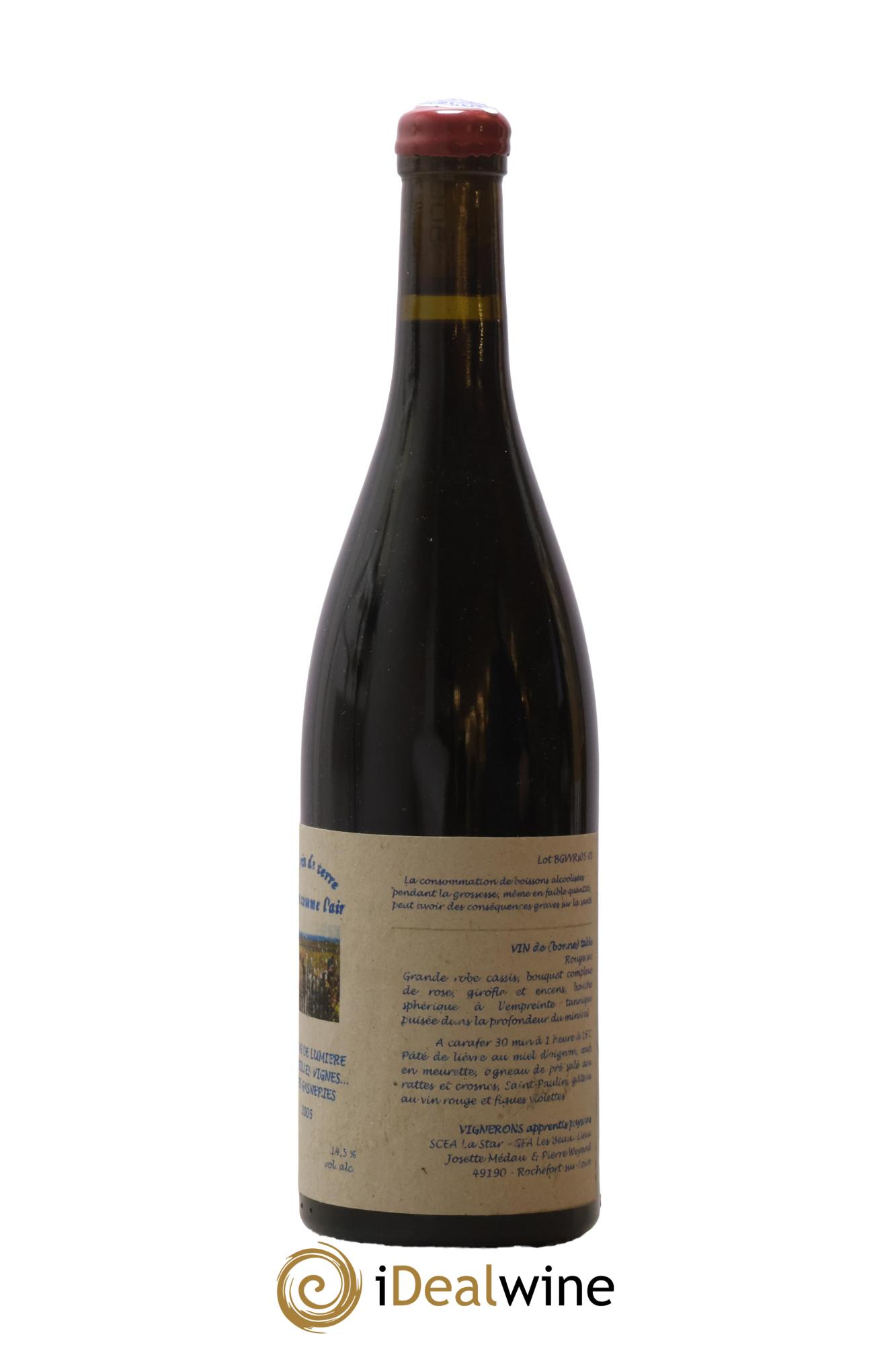 Vin de France Un vin de Terre Libre comme l'Air Le Sang de Lumière des Vieilles Vignes ... des Gasneries Josette Medau & Pierre Weyand 2005 - Lot de 1 bouteille - 2