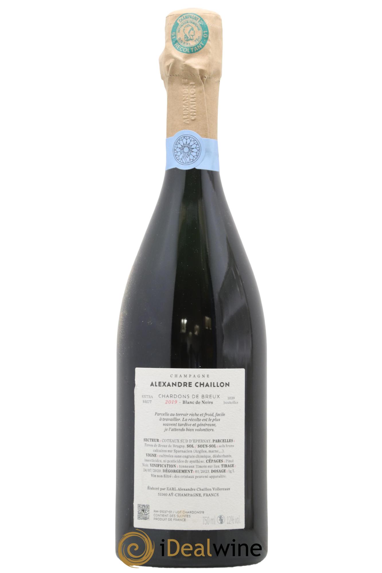 Blanc de Noirs Chardons de Breux Alexandre Chaillon 2019 - Lotto di 1 bottiglia - 1