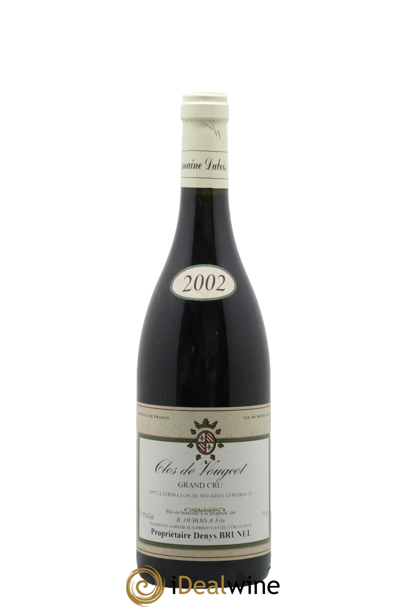 Clos de Vougeot Grand Cru R Dubois 2002 - Lot de 1 bouteille - 0