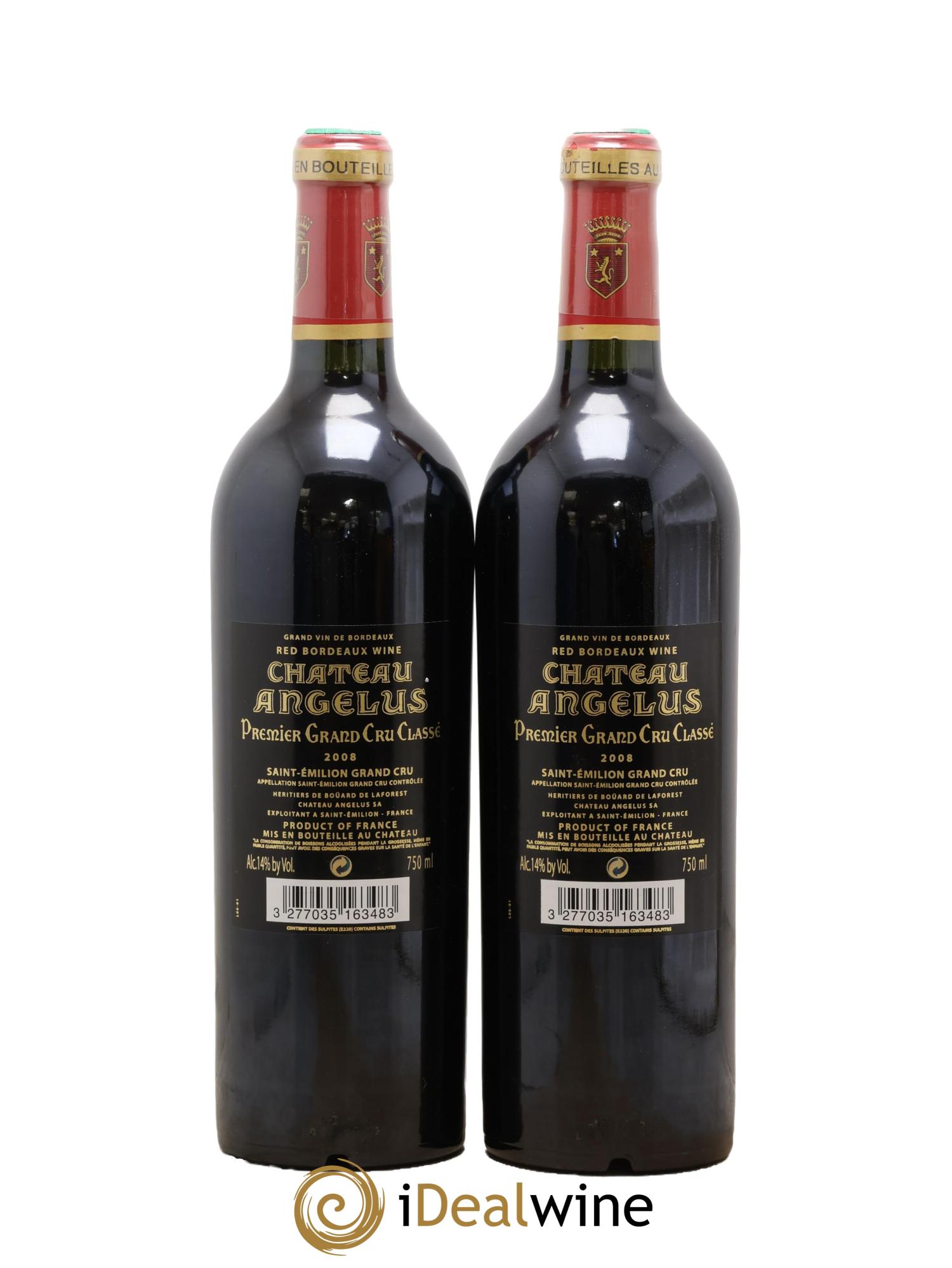 Château Angélus 1er Grand Cru Classé A 2008 - Lot of 2 bottles - 1