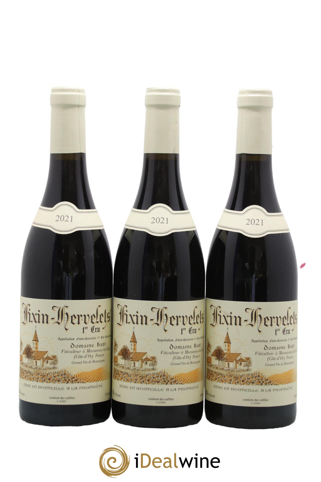 Fixin 1er Cru Hervelets Bart (Domaine) 2021 - Lotto di 3 bottiglie - 0