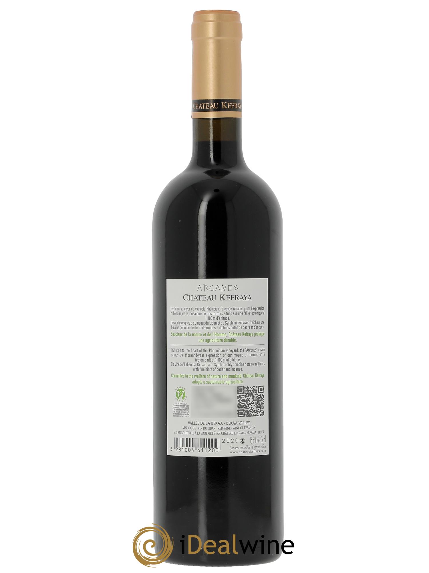 Vallée de la Békaa Château Kefraya Les Arcanes Michel de Bustros  2020 - Lot de 1 bouteille - 1