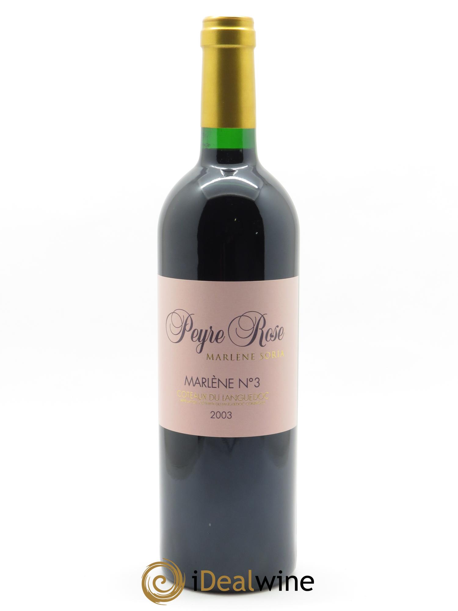 Vin de France (anciennement Coteaux du Languedoc) Peyre Rose Marlène n°3 Marlène Soria  2003 - Lot de 1 bouteille - 0