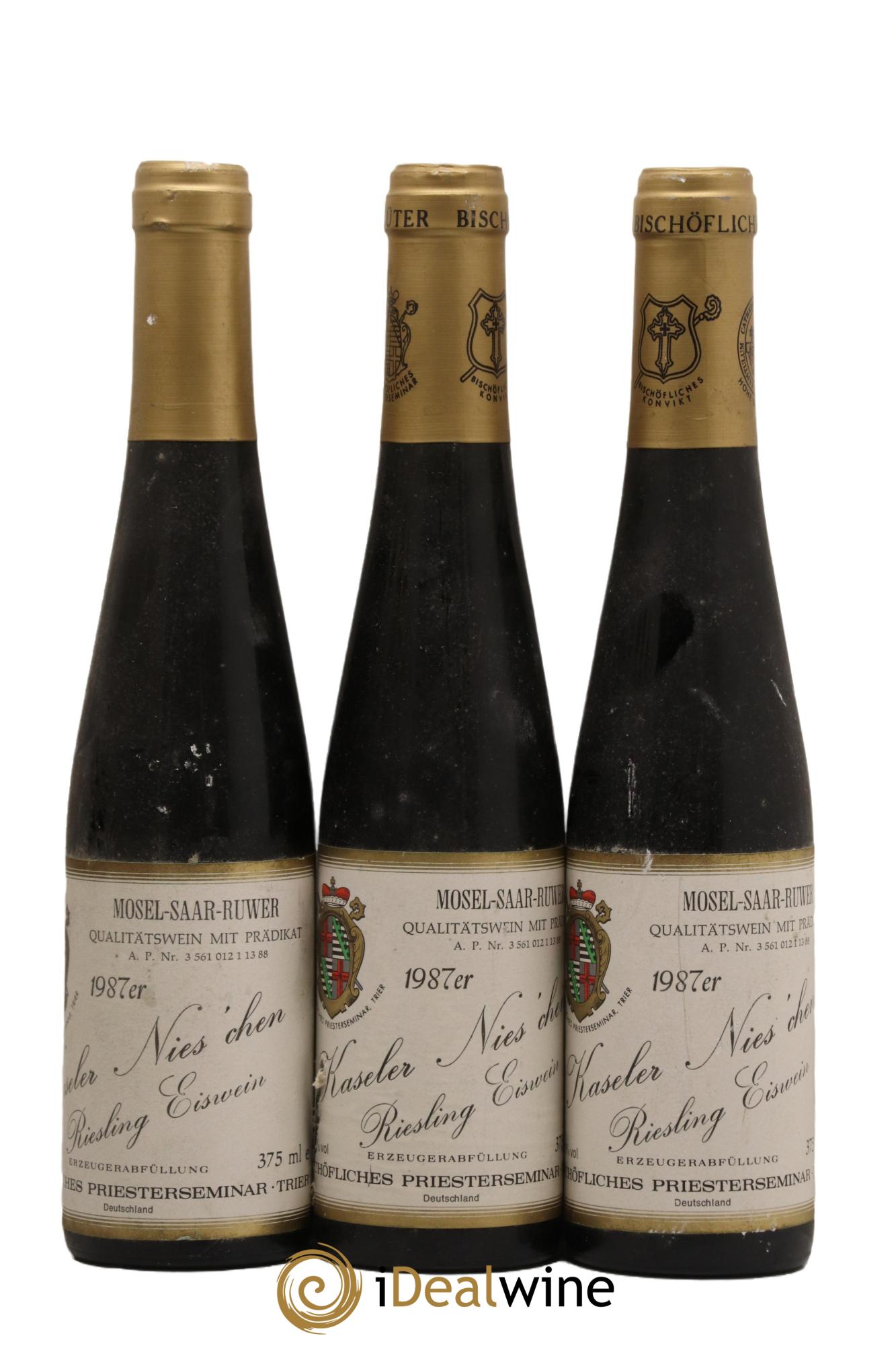 Riesling-Eiswein Bischofliche Priesterseminar Kaseler Nies chen 1987 - Posten von 3 Demi-Flaschen - 0