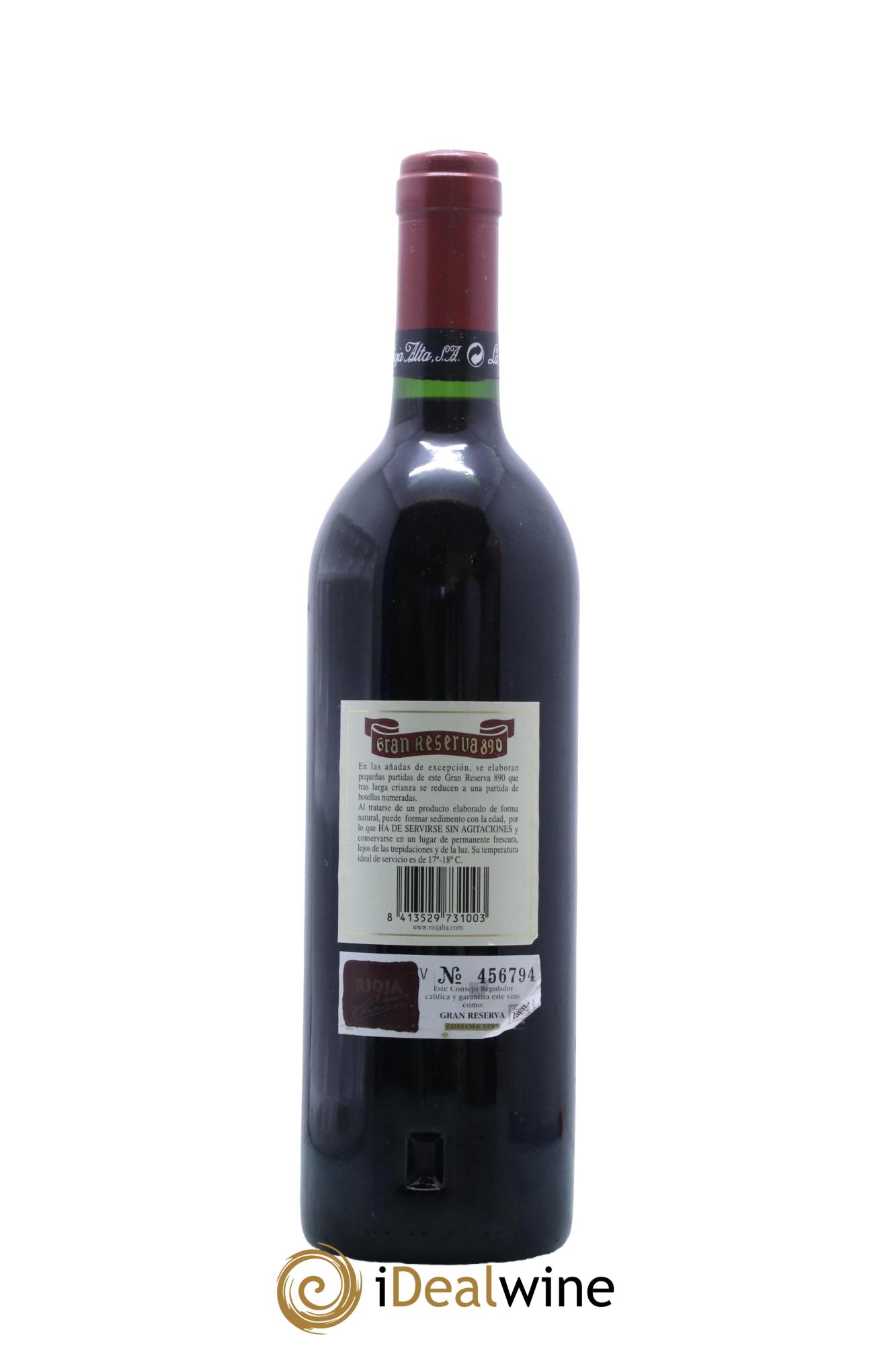 Rioja DOCa Gran Reserva 890 La Rioja Alta 1989 - Lot of 1 bottle - 1