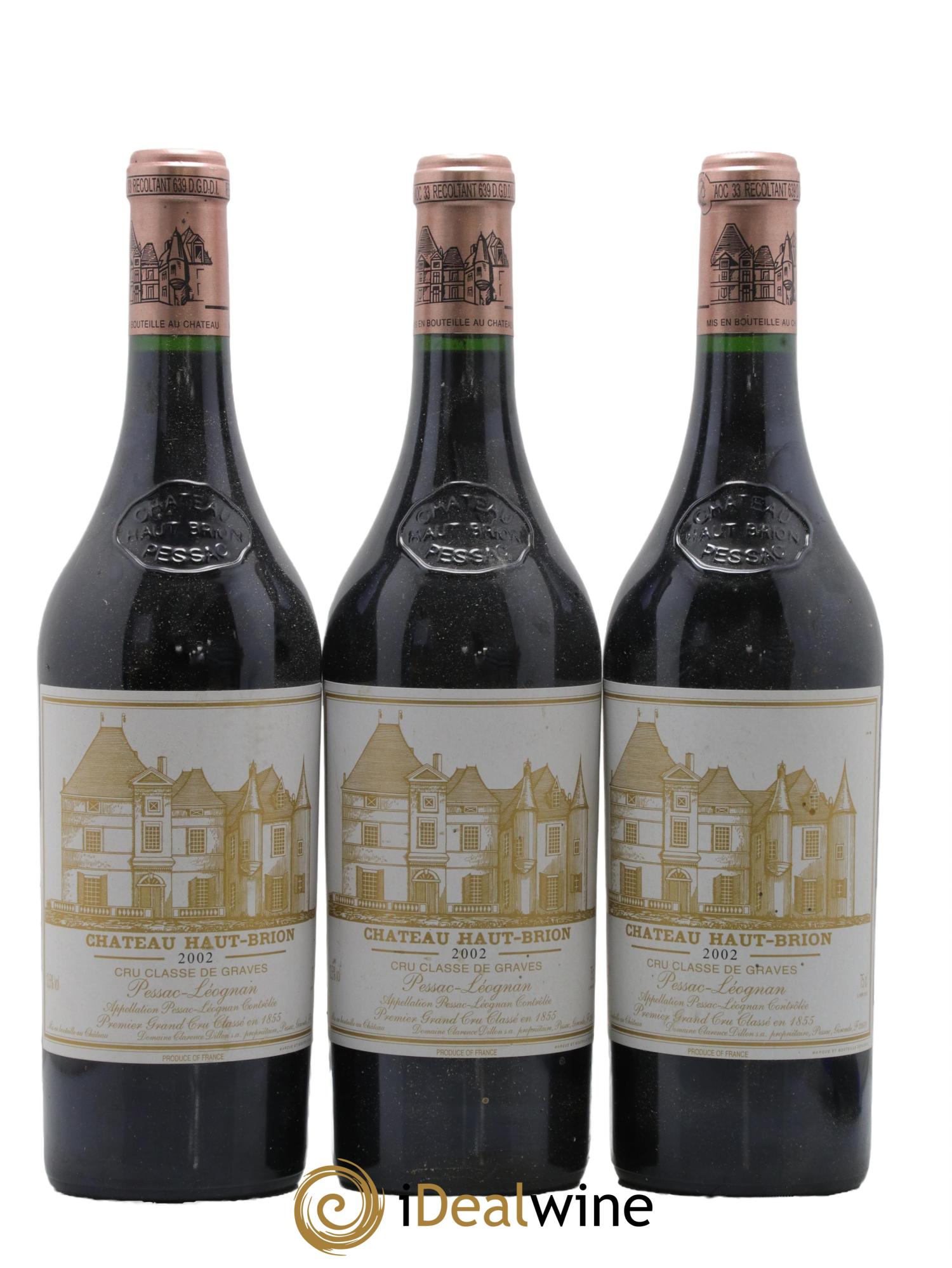Château Haut Brion 1er Grand Cru Classé 2002 - Lot de 3 bouteilles - 0