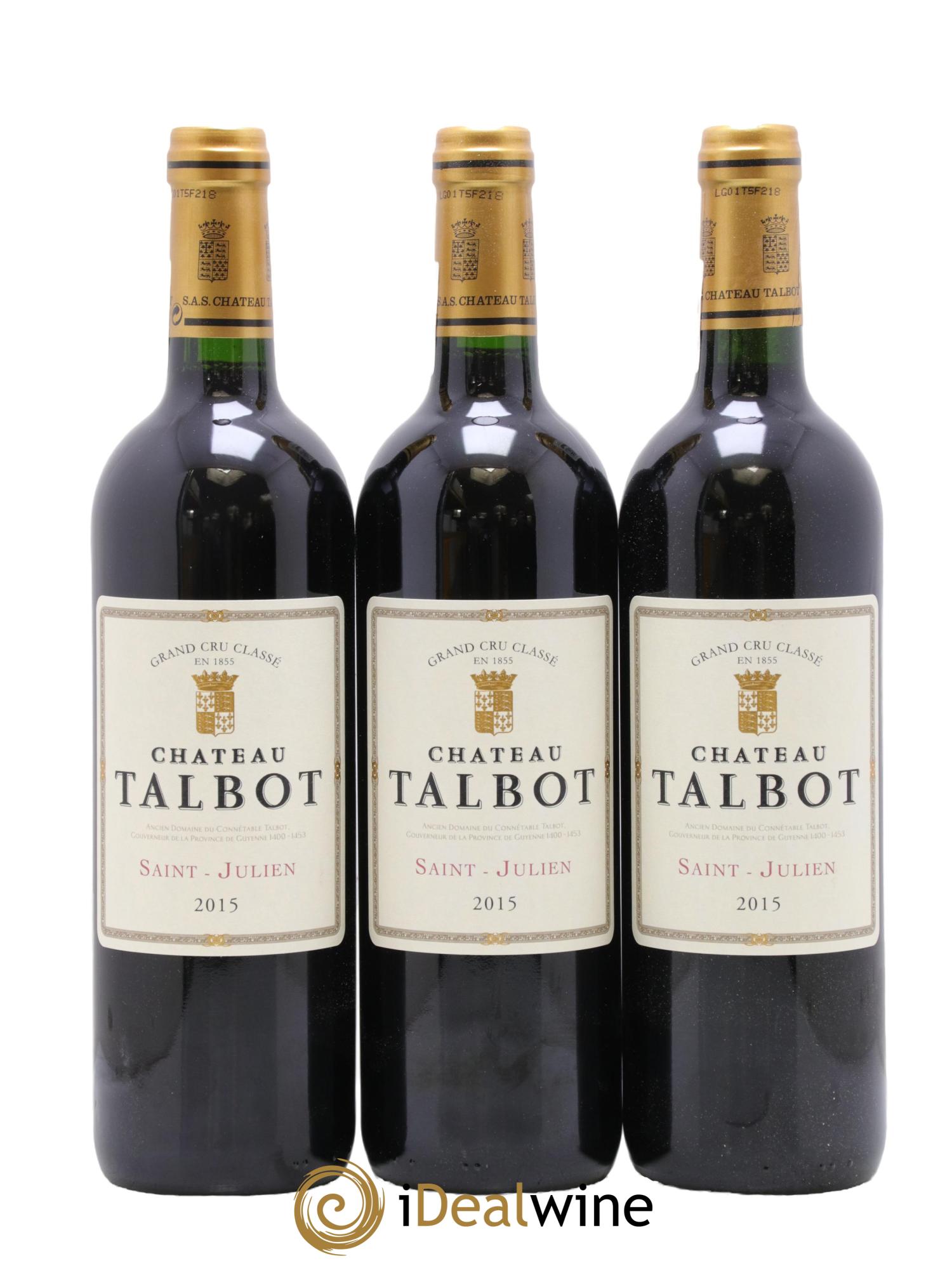 Château Talbot 4ème Grand Cru Classé 2015 - Lot de 3 bouteilles - 0