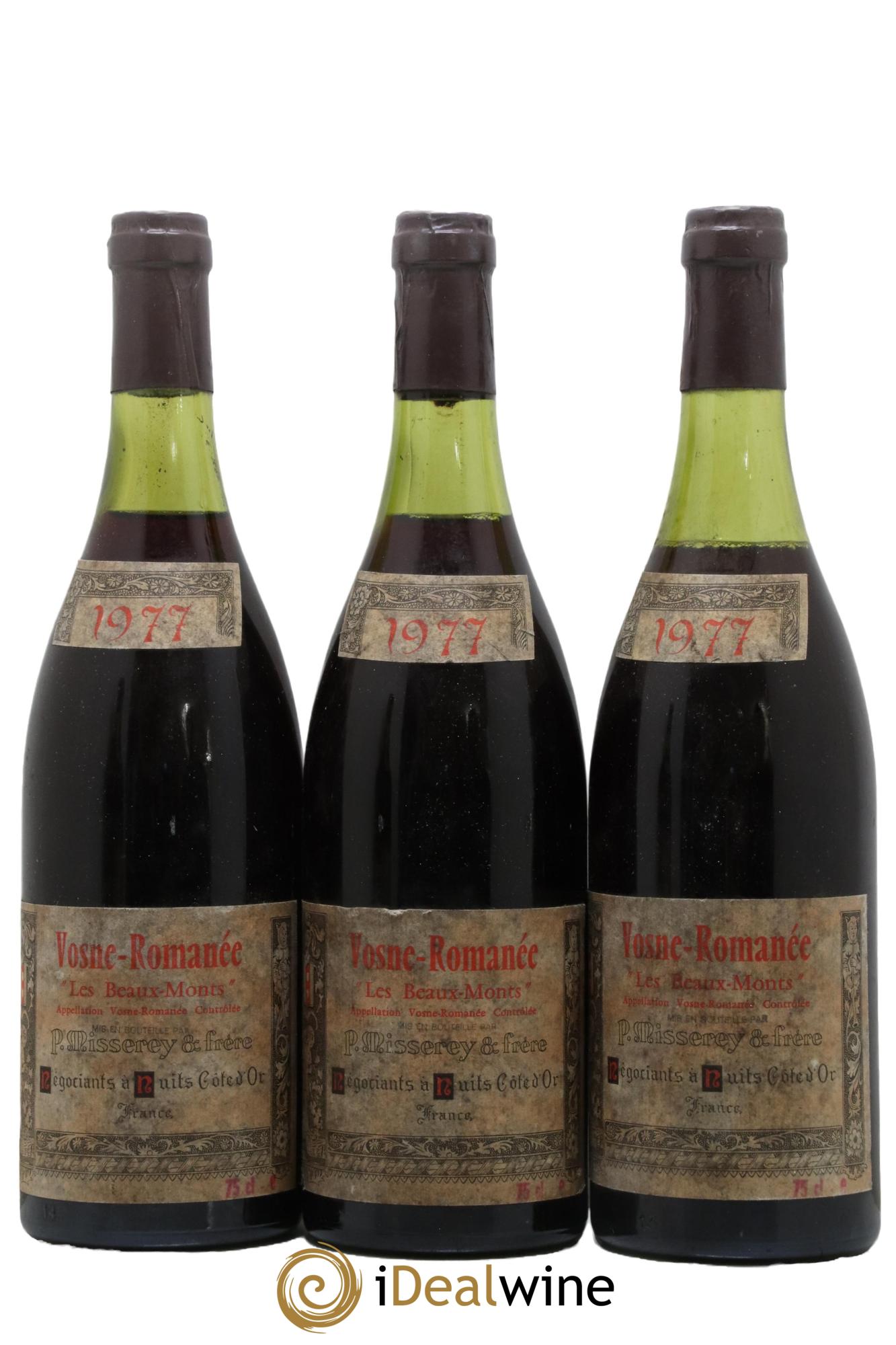 Vosne-Romanée Les Beaux Monts Domaine Misserey & Frères 1977 - Lot de 3 bouteilles - 0