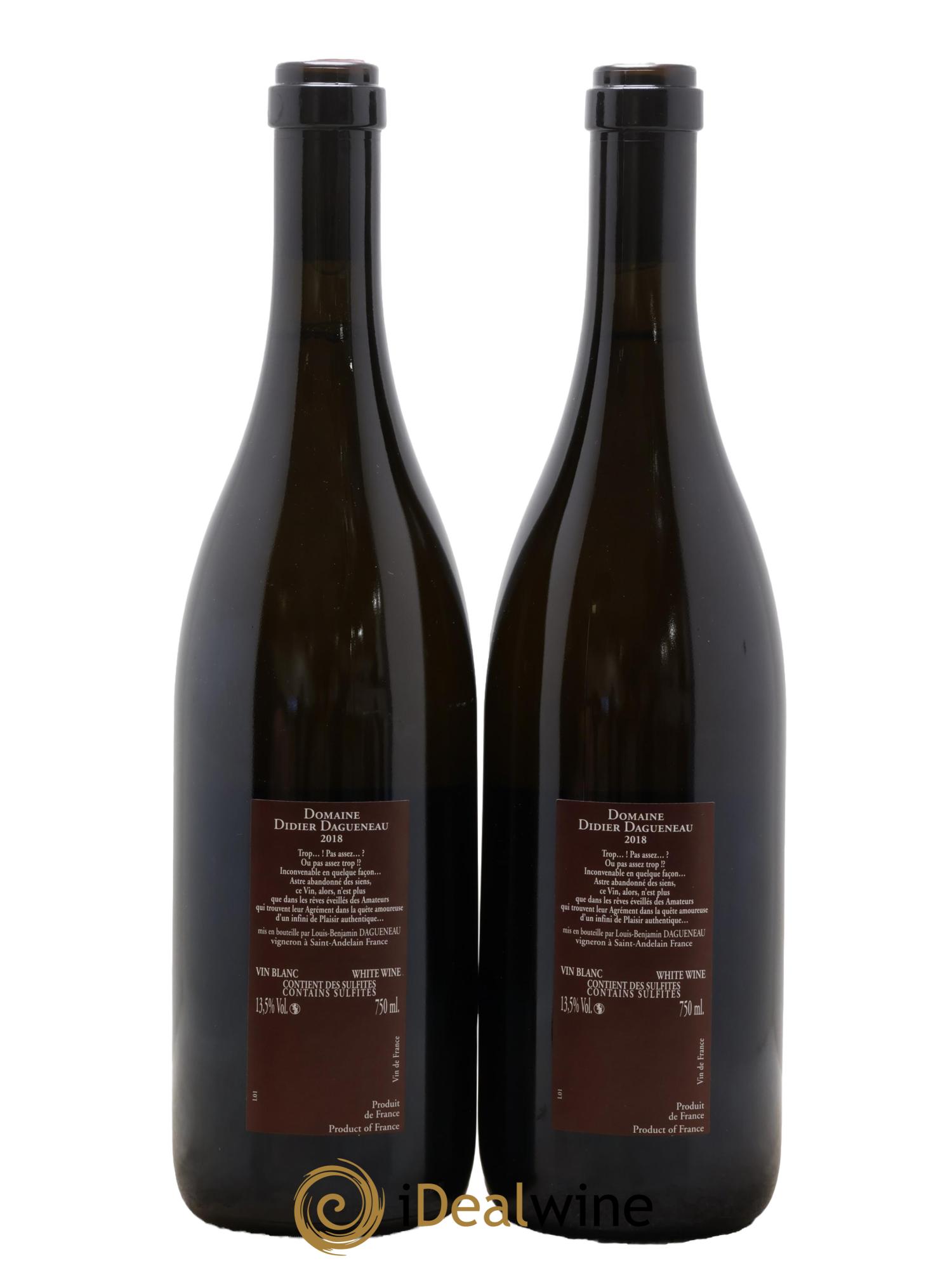 Vin de France (anciennement Pouilly-Fumé) Pur Sang Dagueneau (Domaine Didier - Louis-Benjamin) 2018 - Lot of 2 bottles - 1