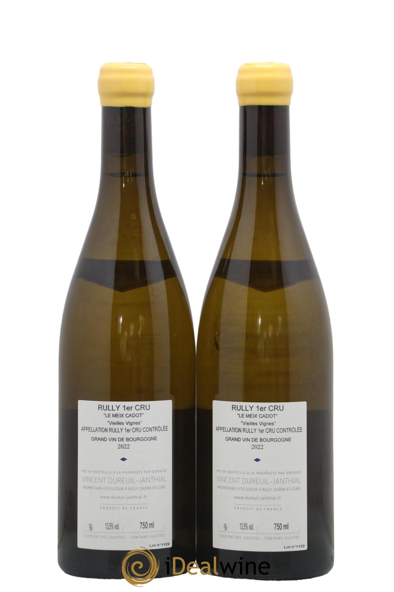 Rully 1er Cru Le Meix Cadot Vieilles Vignes Vincent Dureuil-Janthial 2022 - Lotto di 2 bottiglie - 1