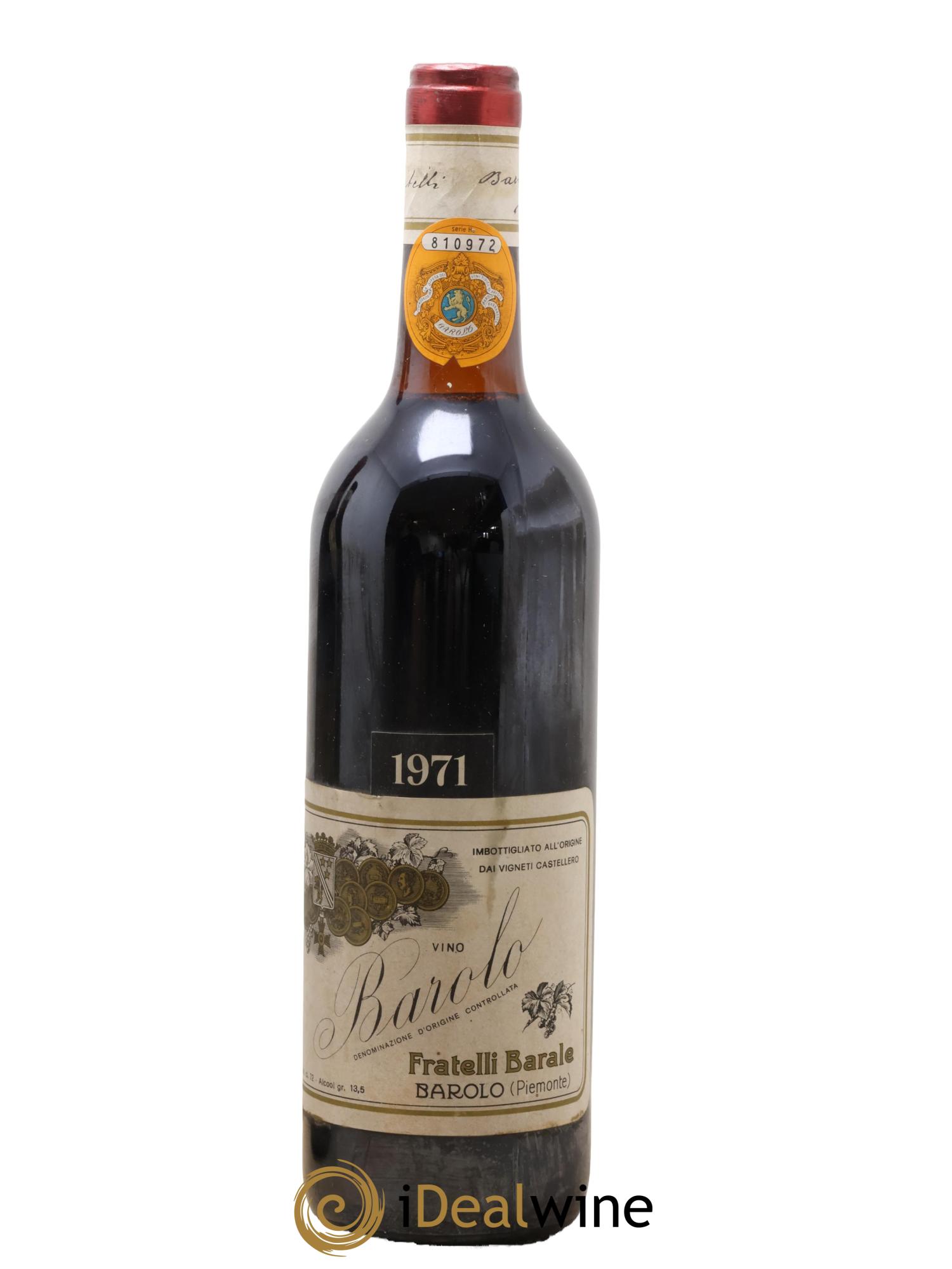 Barolo DOCG Barale Fratelli Del Comune di Barolo 1971 - Lot de 1 bouteille - 0