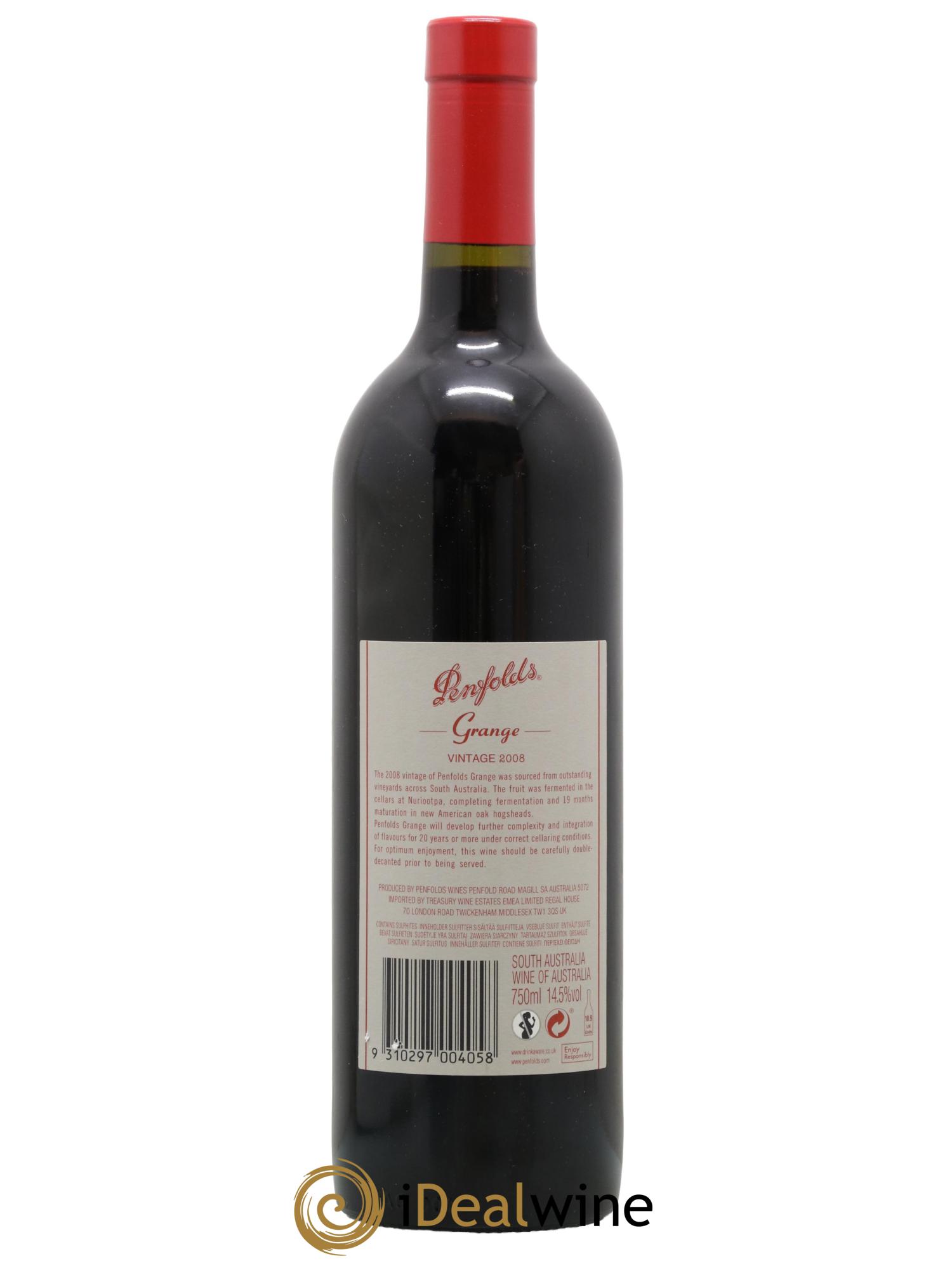 South Australia Penfolds Wines Grange 2008 - Lot de 1 bouteille - 1