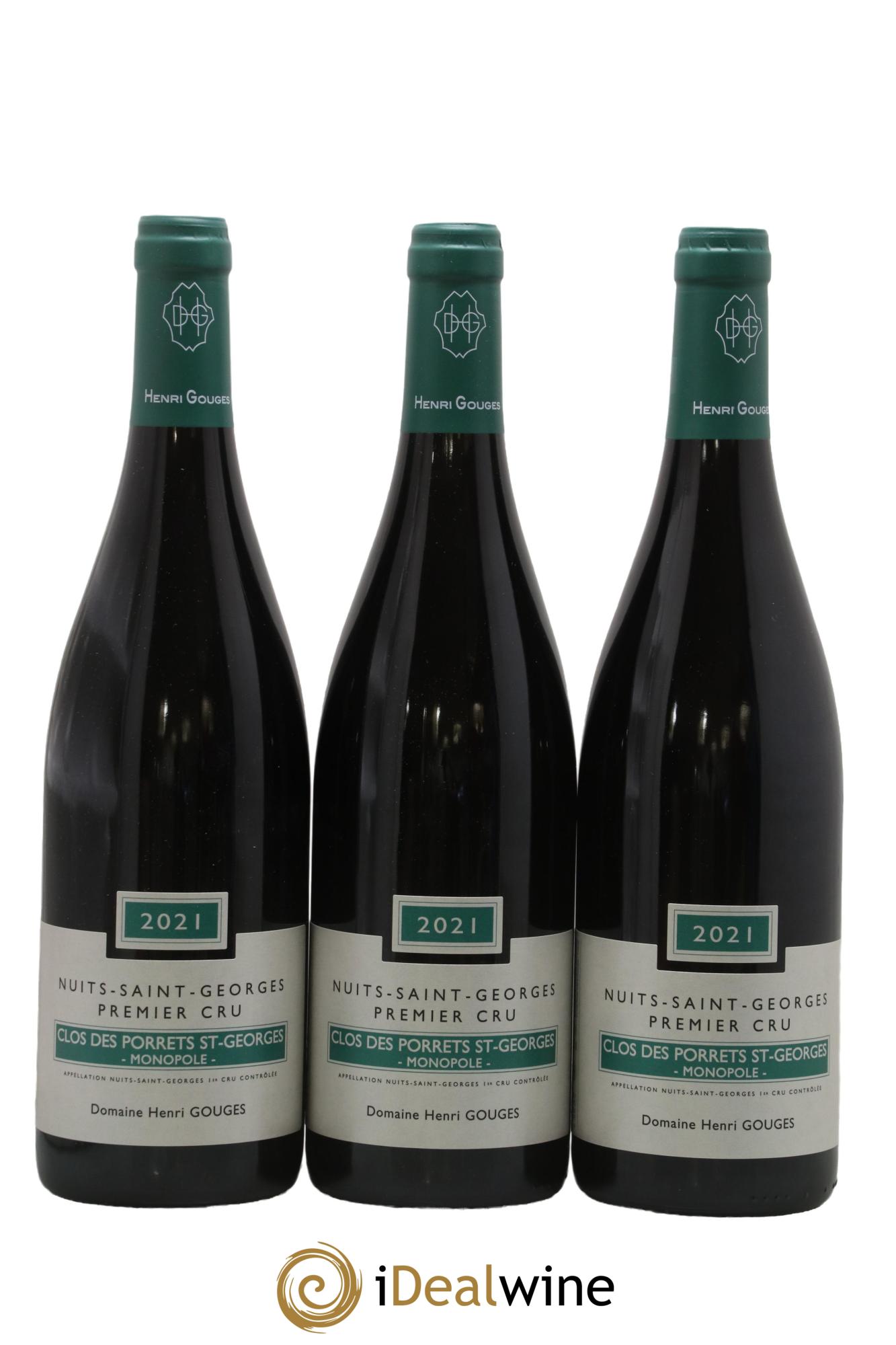 Nuits-Saint-Georges 1er Cru Clos des Porrets St Georges Henri Gouges 2021 - Lot of 3 bottles - 0