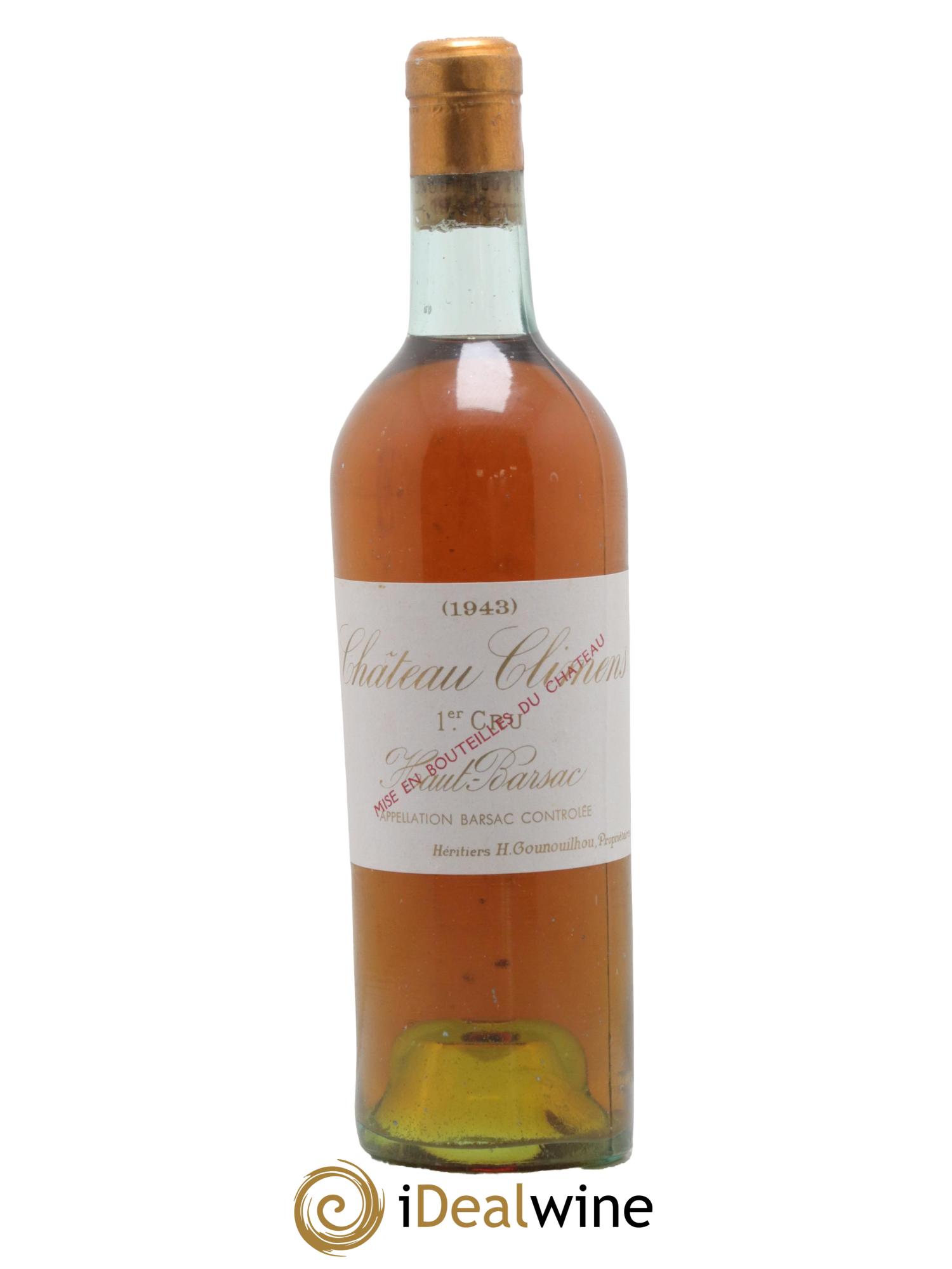 Château Climens 1er Grand Cru Classé 1943 - Lot de 1 bouteille - 0
