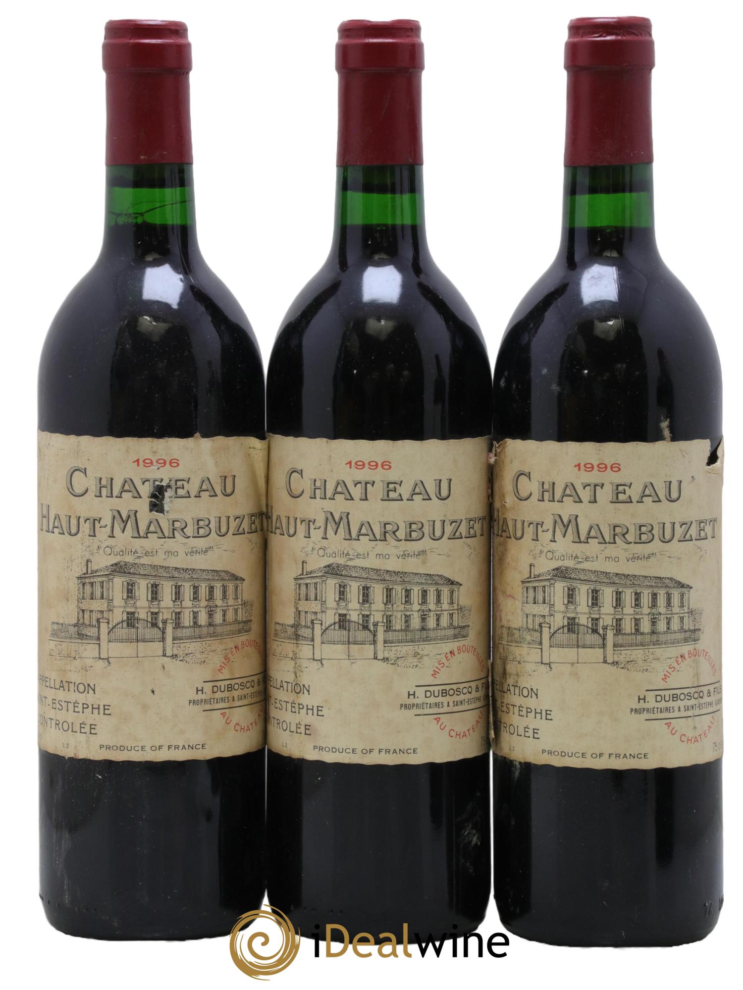 Château Haut Marbuzet 1996 - Lot of 3 bottles - 0