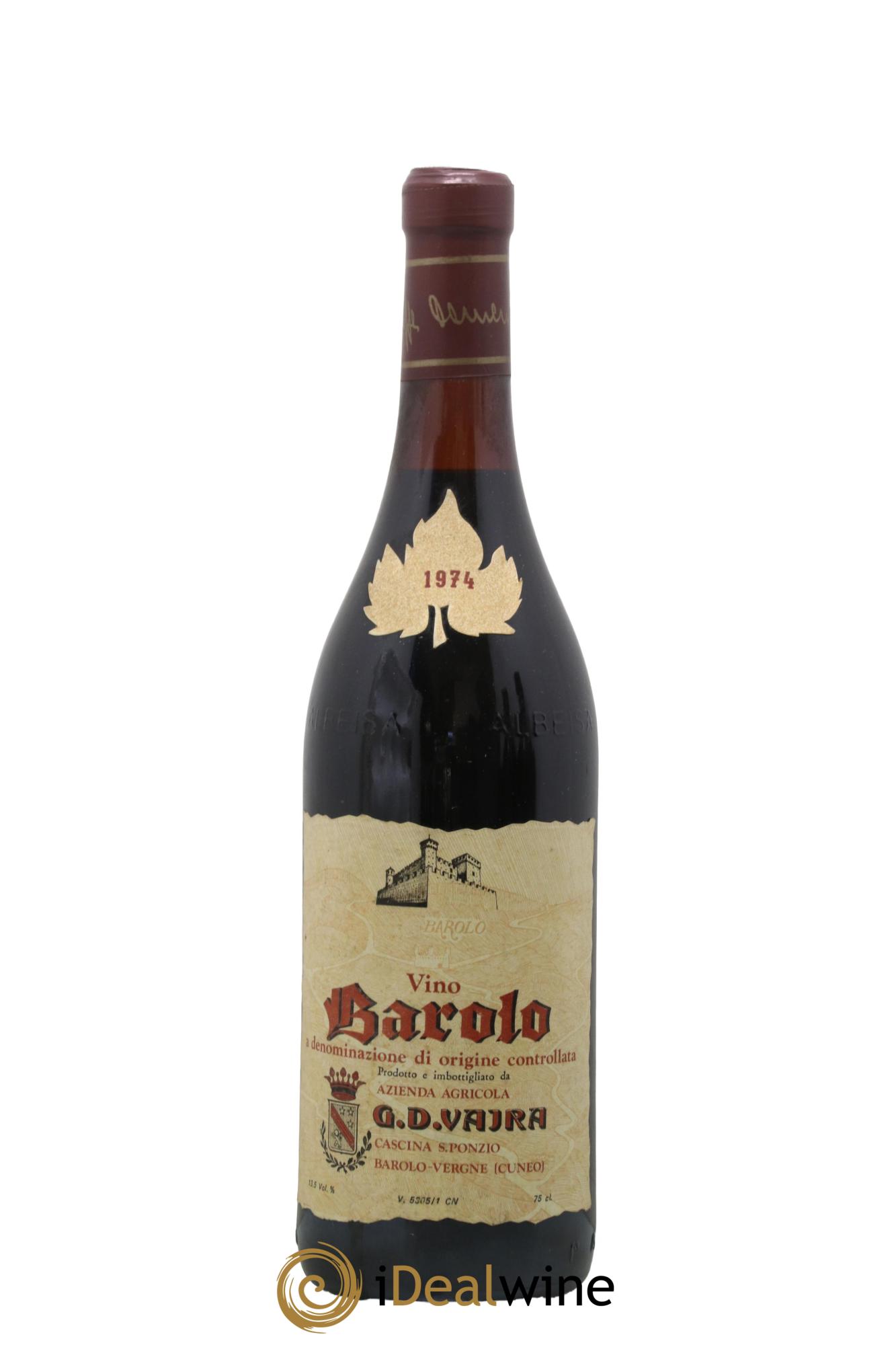 Barolo Vajra 1974 - Lot de 1 bouteille - 0