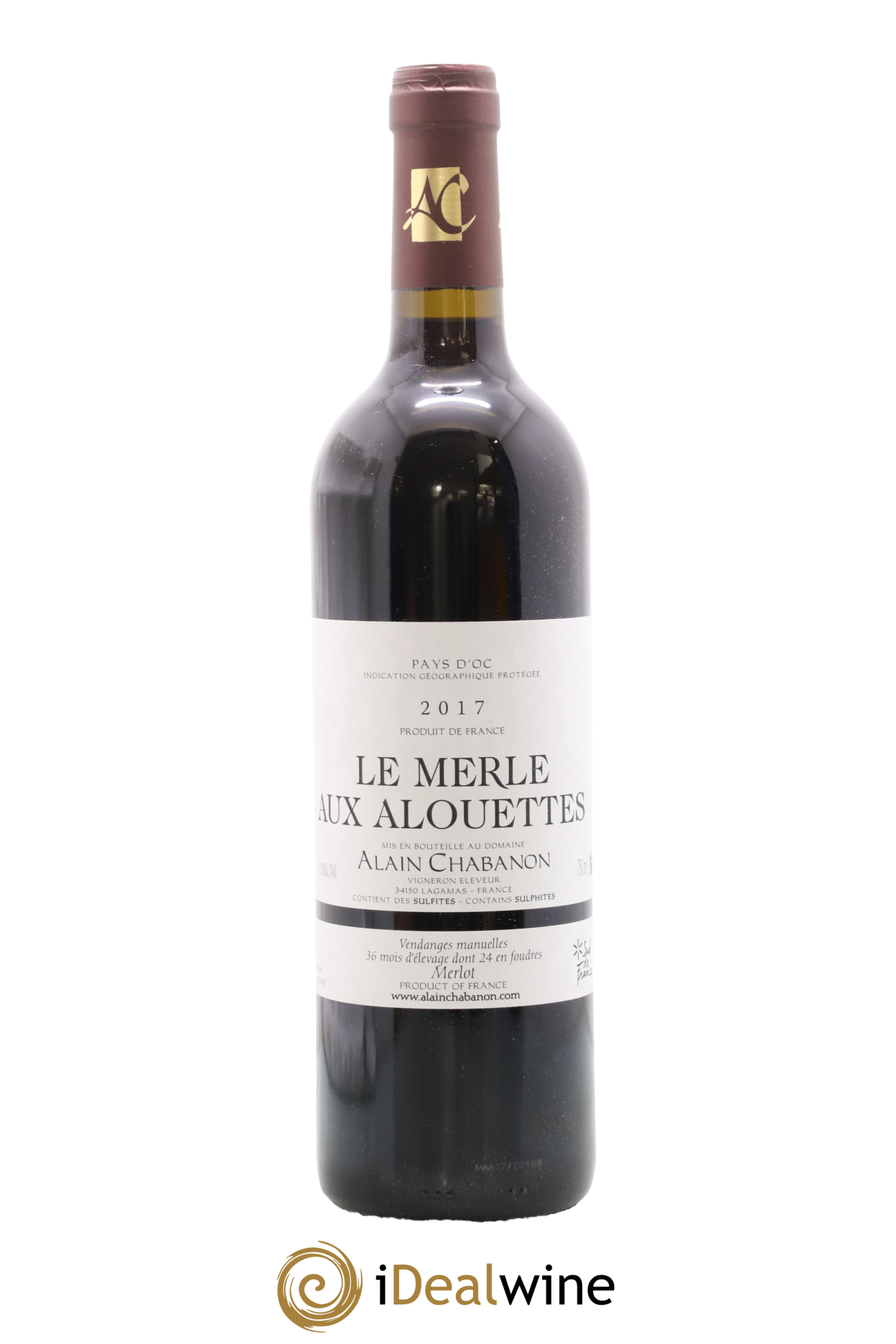 Pays d'Oc Alain Chabanon (Domaine) Le Merle aux Alouettes 2017 - Lot de 1 bouteille - 0