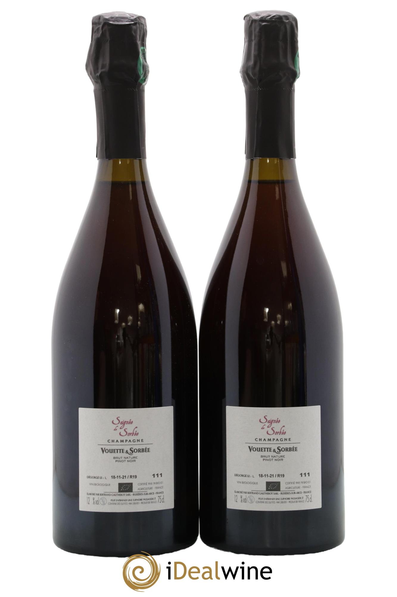 Saignée de Sorbée Extra-Brut Vouette et Sorbée - Lot of 2 bottles - 1