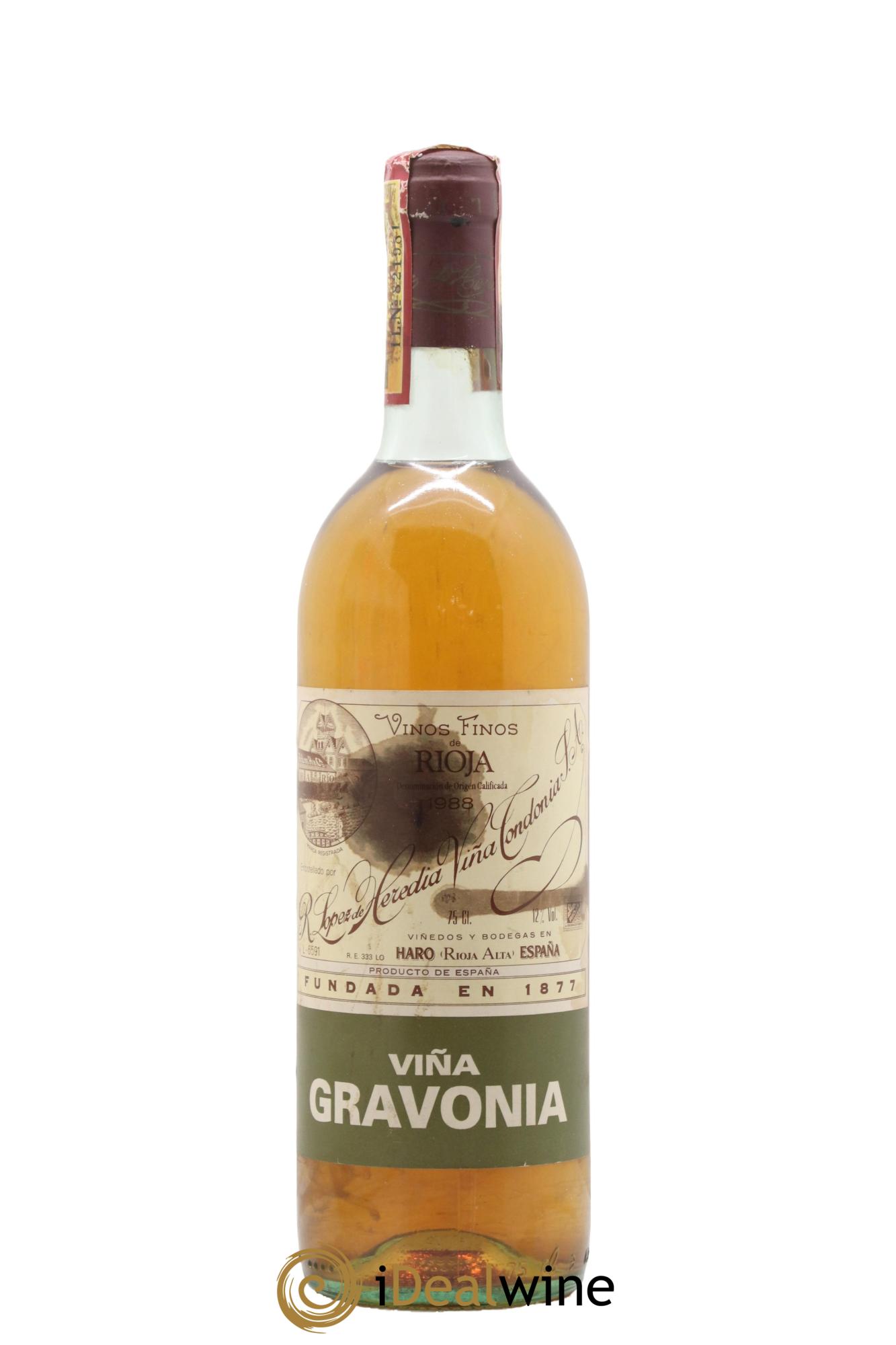 Rioja DOCA Vina Gravonia Crianza Vina Tondonia R. Lopez de Heredia 1988 - Lot de 1 bouteille - 0