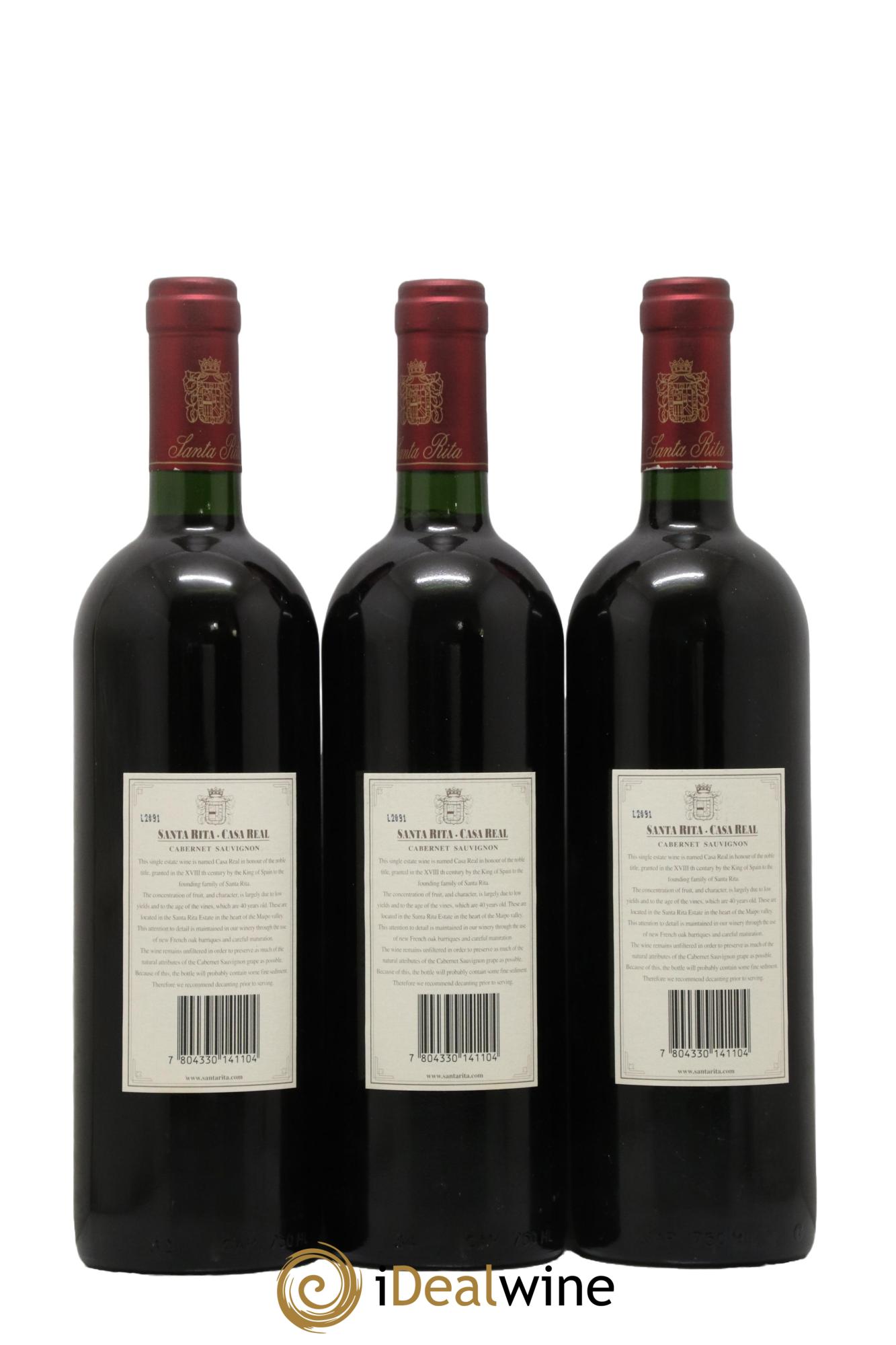 Maipo Valley Casa Real Reserva Especial Cabernet Sauvignon Santa Rita 1998 - Lot of 3 bottles - 1