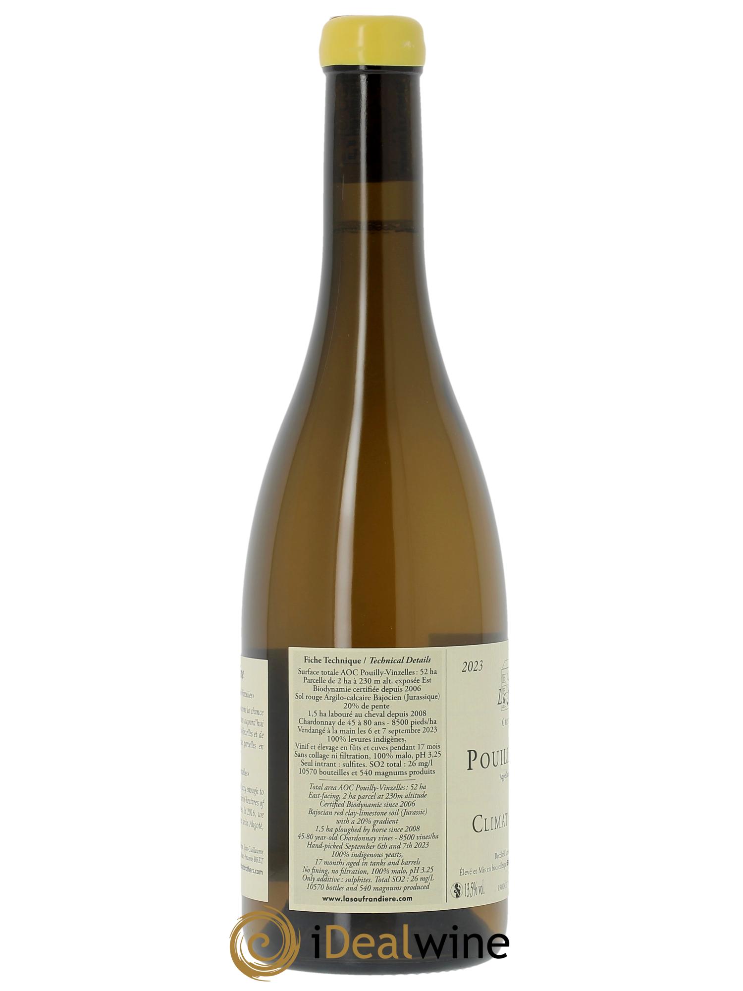 Pouilly-Vinzelles Les Quarts Cuvée Zen La Soufrandière - Bret Brothers 2023 - Lot de 1 bouteille - 1