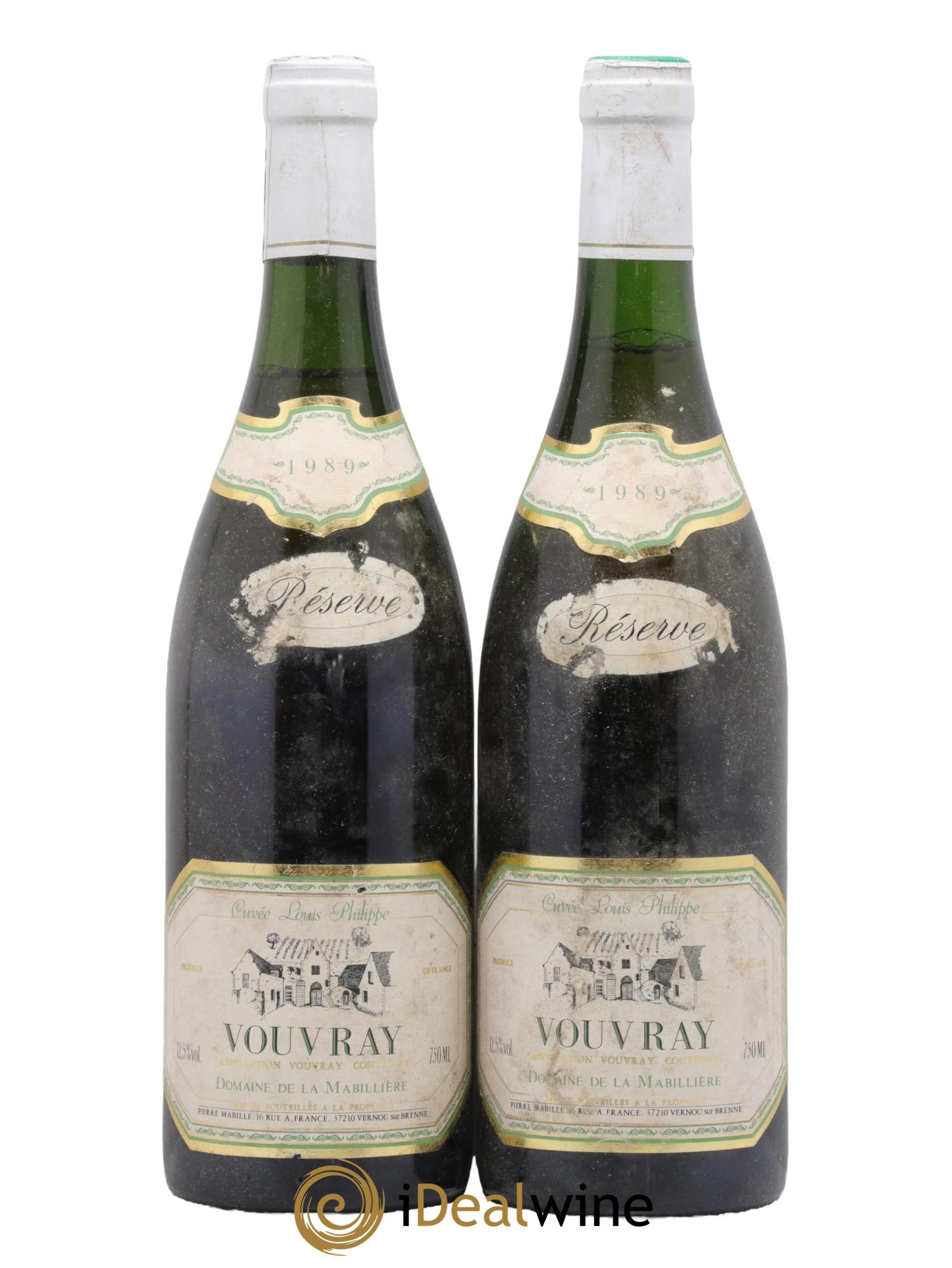Vouvray Cuvee Louis Philippe Reserve Mabilliere 1989 - Lot de 2 bouteilles - 0