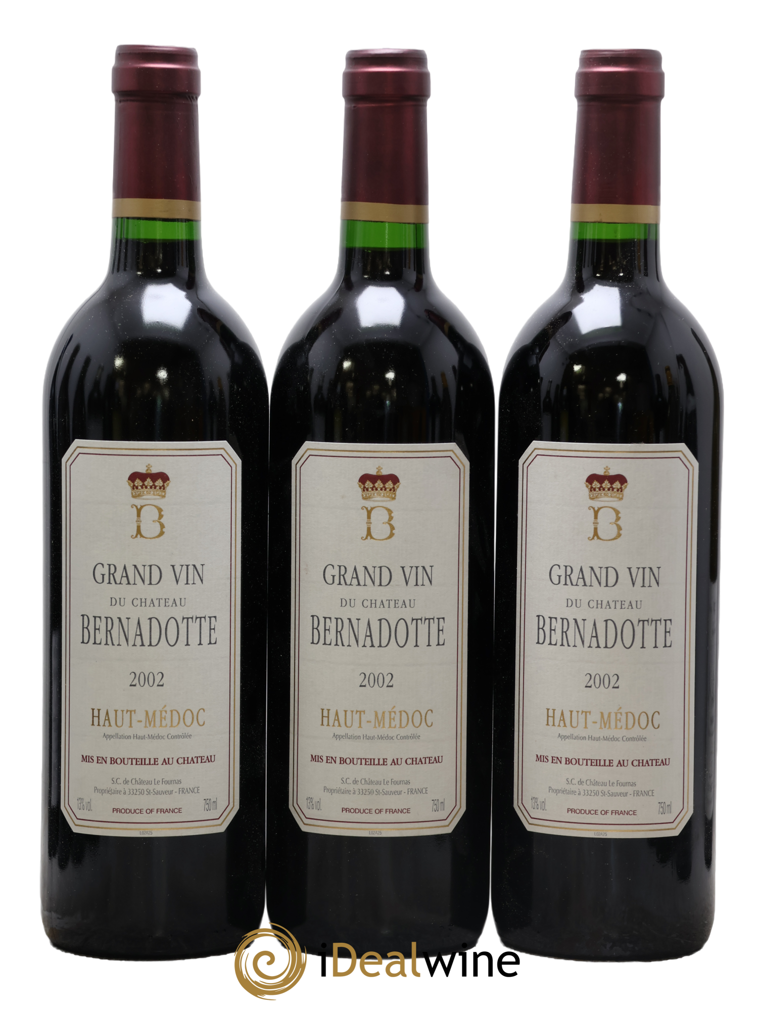Château Bernadotte 2002 - Lot of 3 bottles - 0