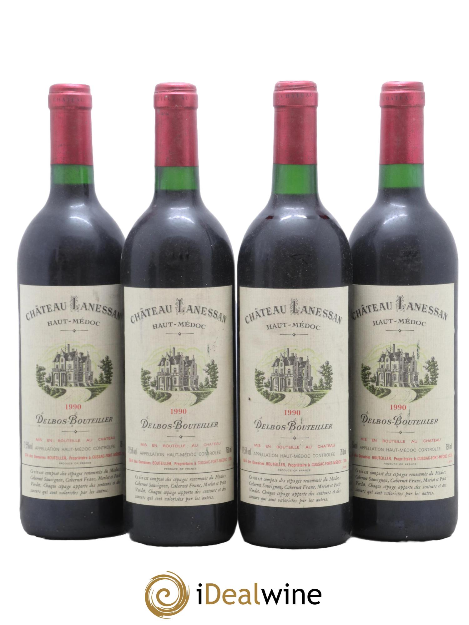 Château Lanessan Cru Bourgeois 1990 - Lot de 4 bouteilles - 0